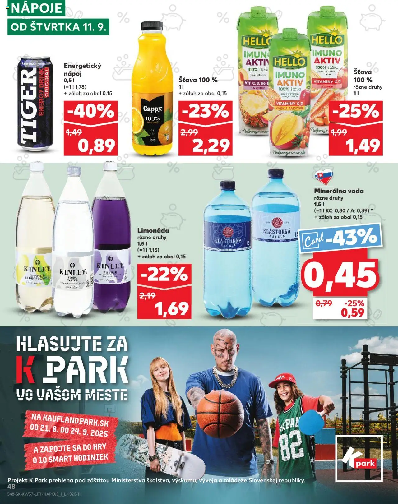 Nové Kaufland akcie – leták je platný od 11.09.2025 | Strana: 48 | Produkty: Voda, Minerálna voda, Energetický nápoj