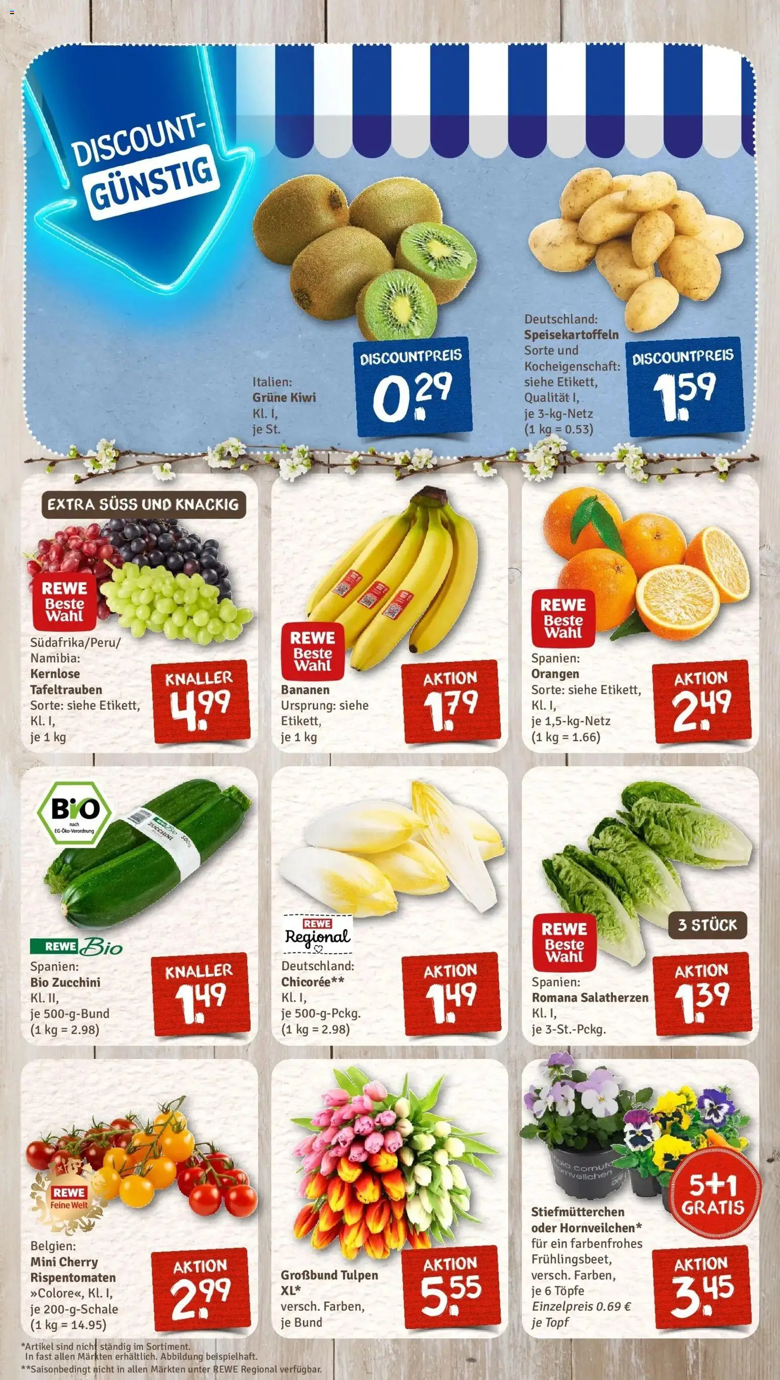 Rewe Prospekt Kaarst	 – gültig ab 15.03.2026 | Seite: 3 | Produkte: Stiefmutterchen, Bananen, Zucchini, Kiwi
