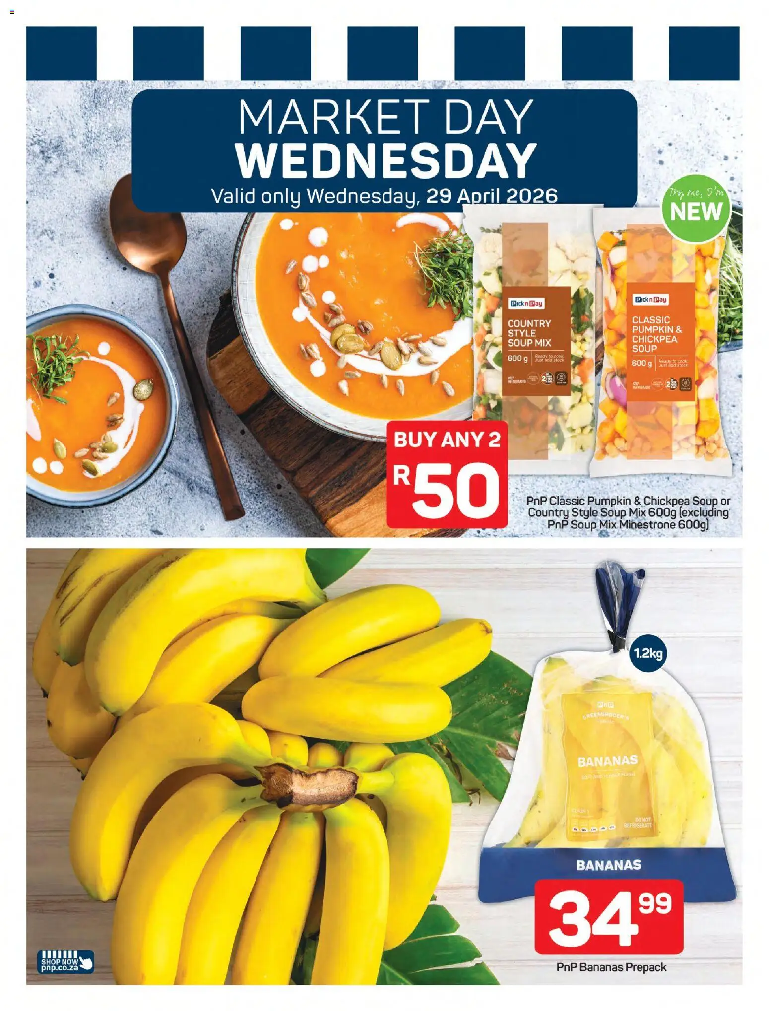 New Pick n Pay catalogue – valid from 27.04.2026 | Page: 7 | Products: Bananas, Soup, Stock