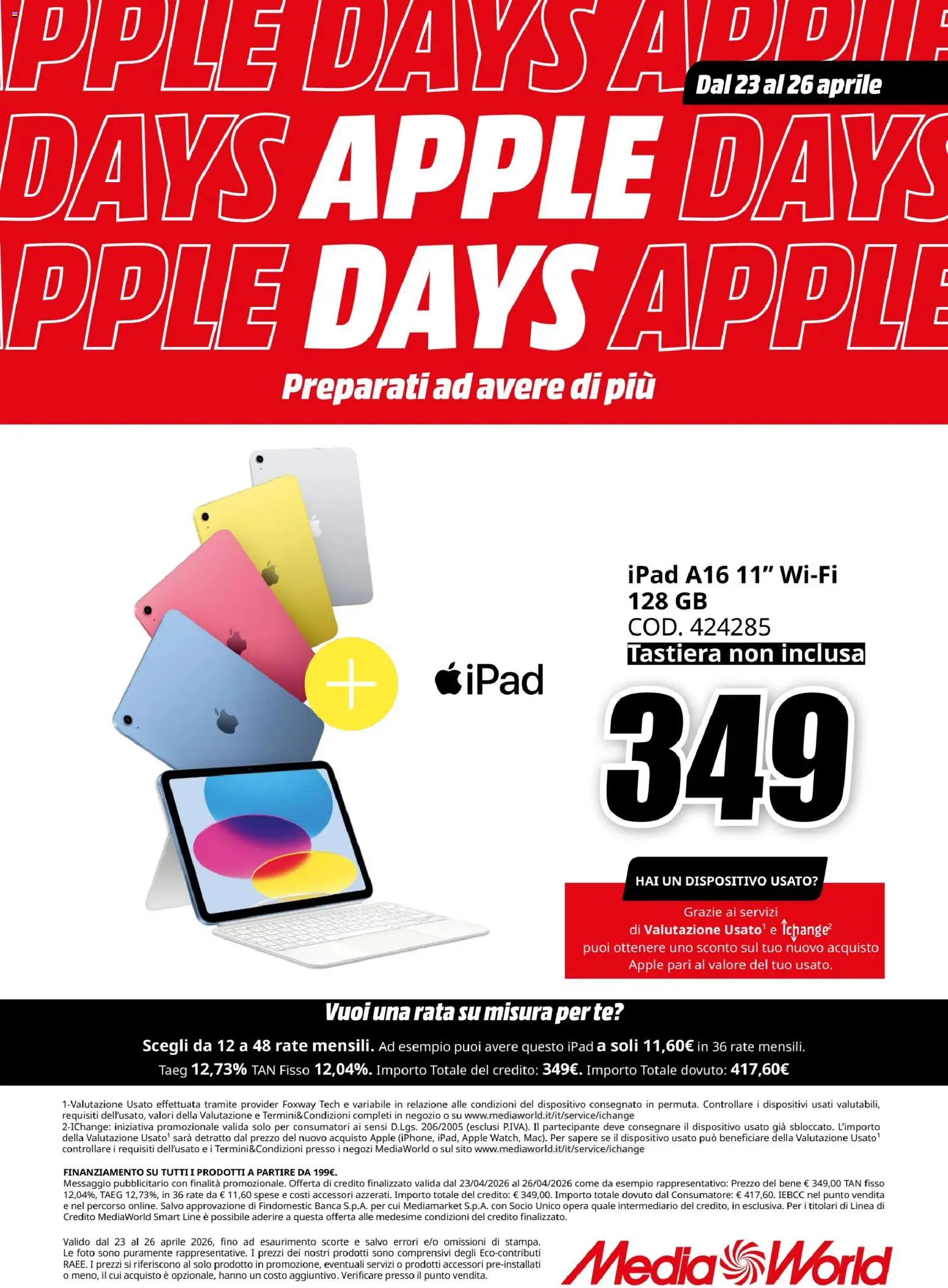 Volantino Media World del 23.04.2026 | Pagina: 10 | Prodotti: Tè, Tastiera, Ipad