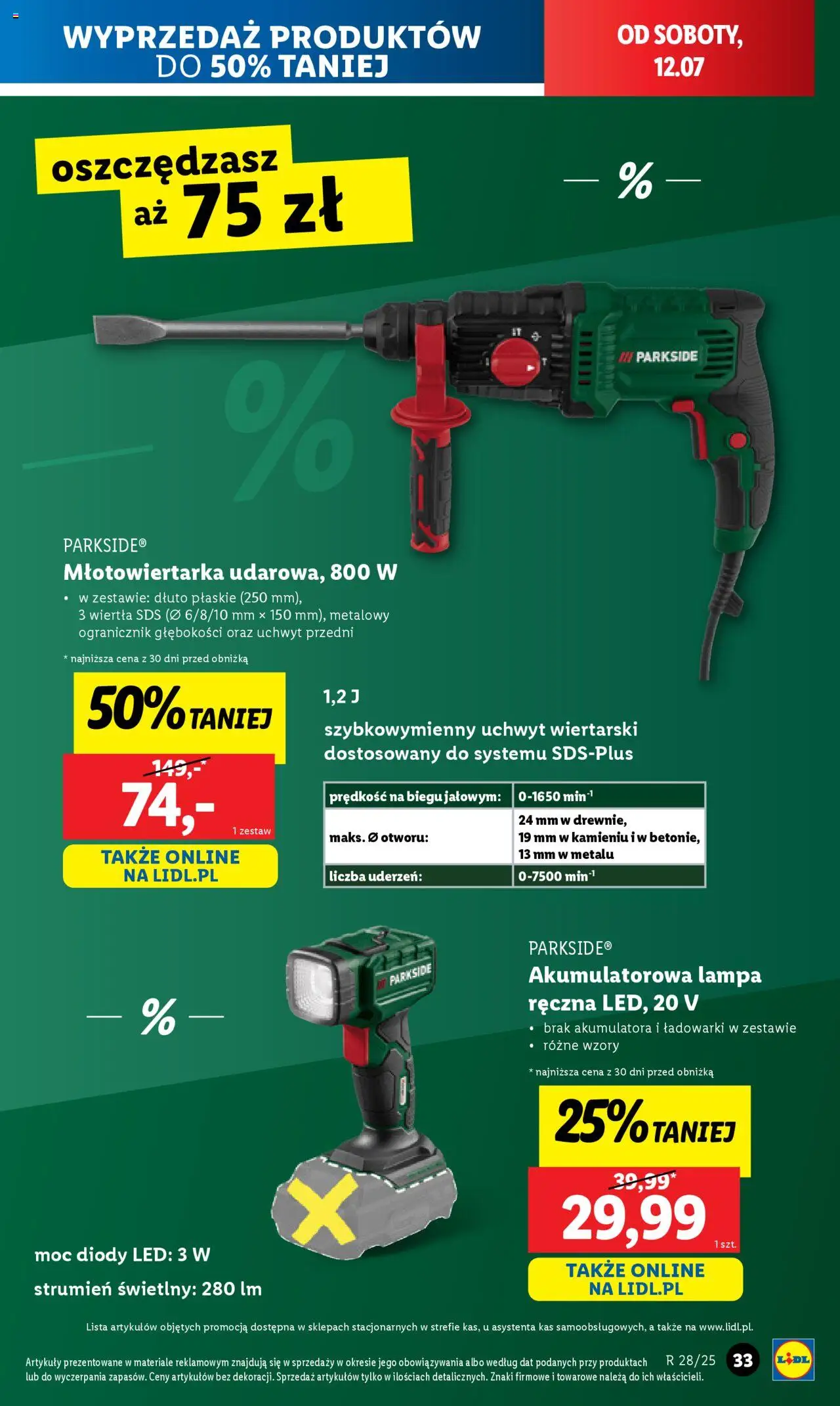 Lidl Katalog od 07.07.2025 | Strona: 35 | Produkty: Młotowiertarka, Lampa