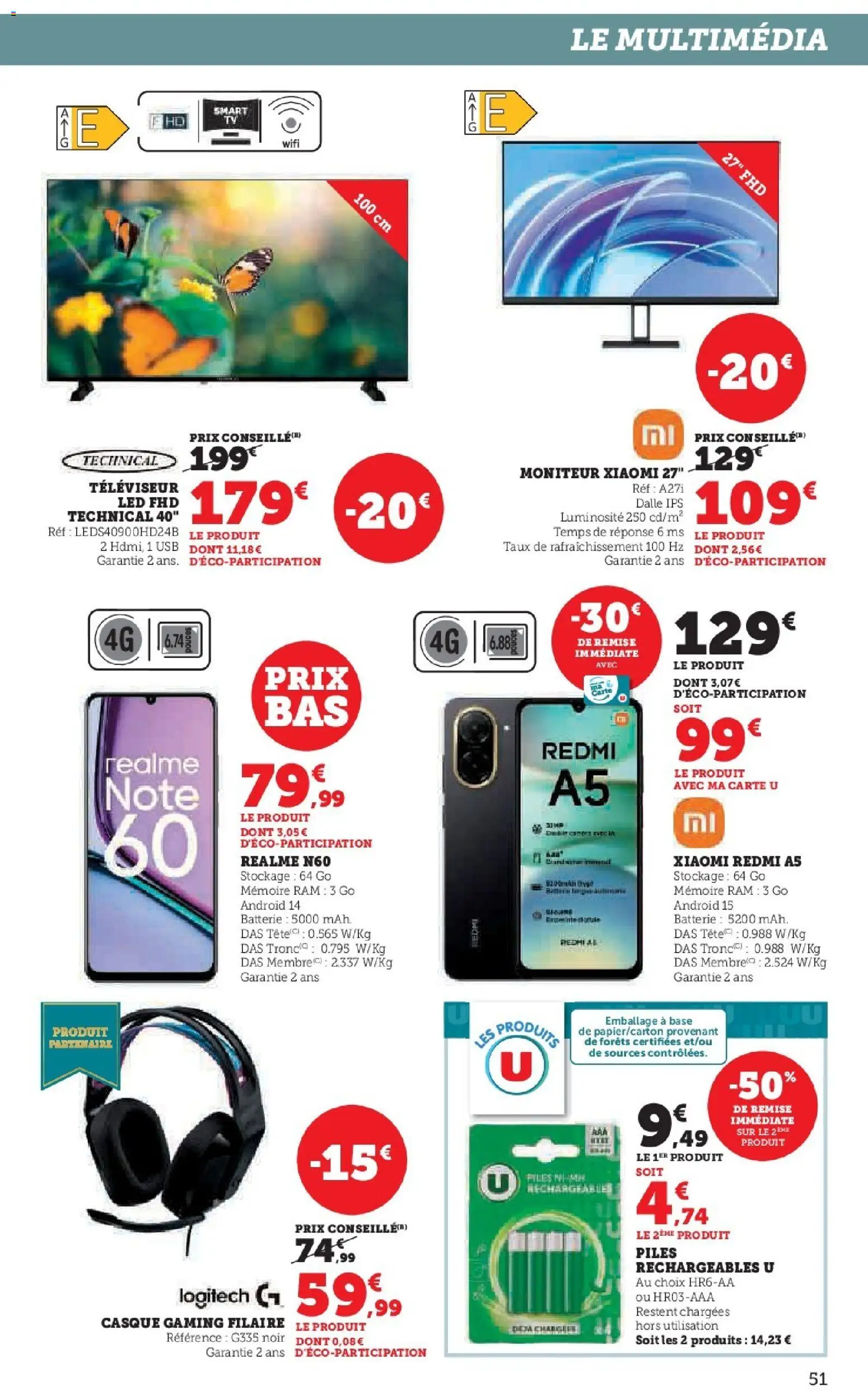 {H1} | Page: 51 | Produits: Moniteur, Televiseur, Mémoire RAM, Piles