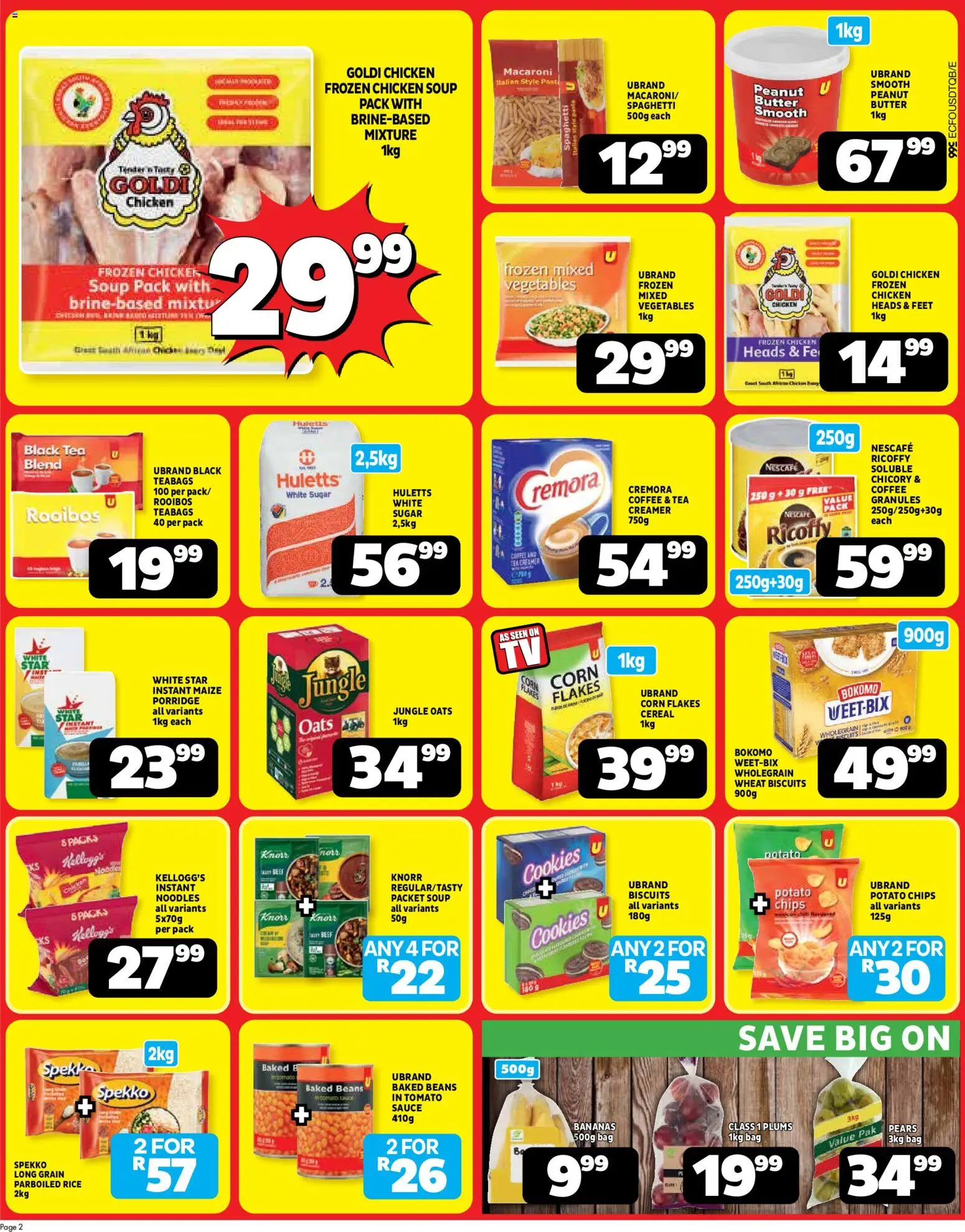 New Usave catalogue – valid from 23.02.2026 | Page: 2 | Products: Oats, Noodles, Tomato sauce, Sugar