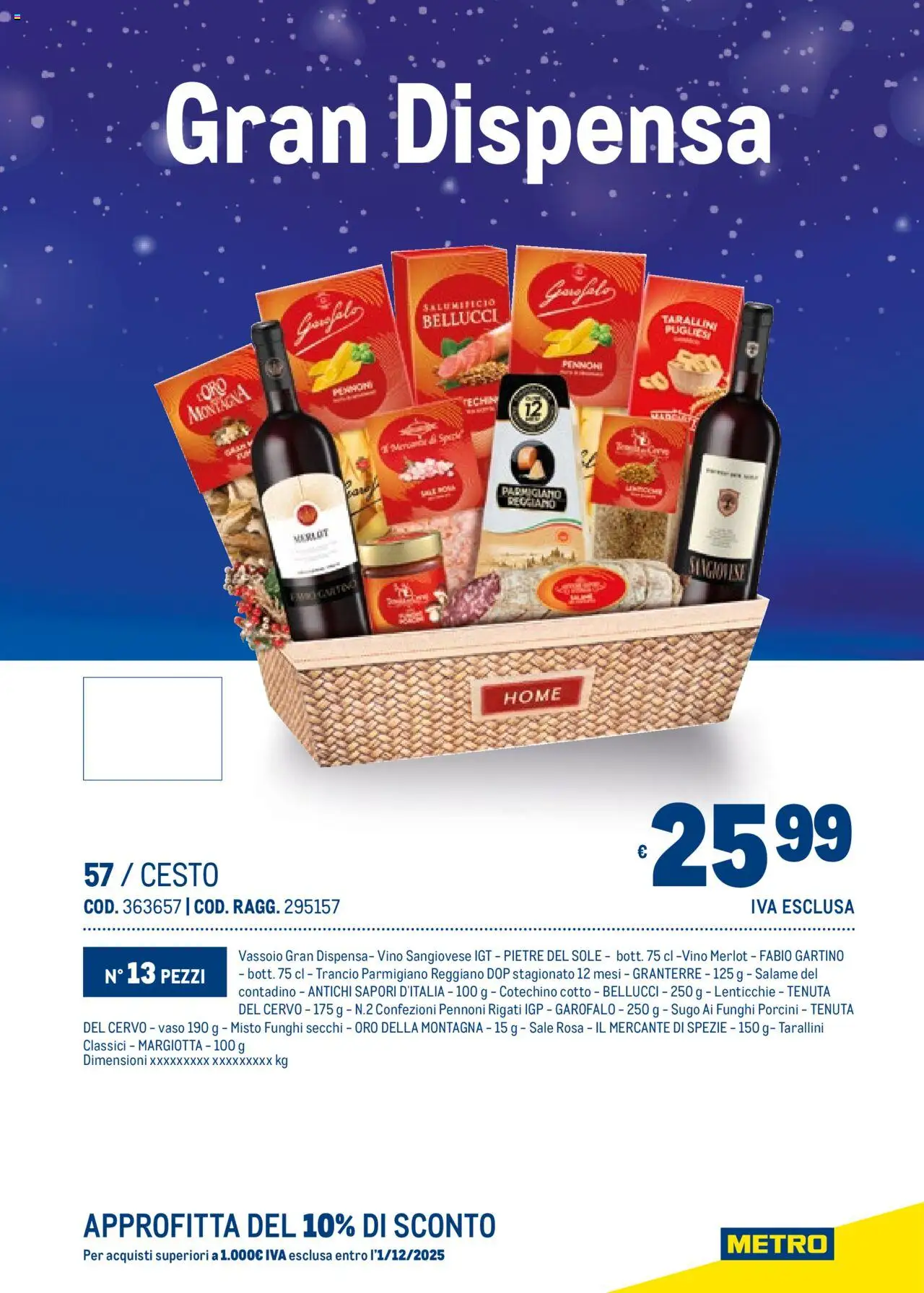 Volantino Metro del 06.11.2025 | Pagina: 59 | Prodotti: Sale, Sugo, Parmigiano, Vaso