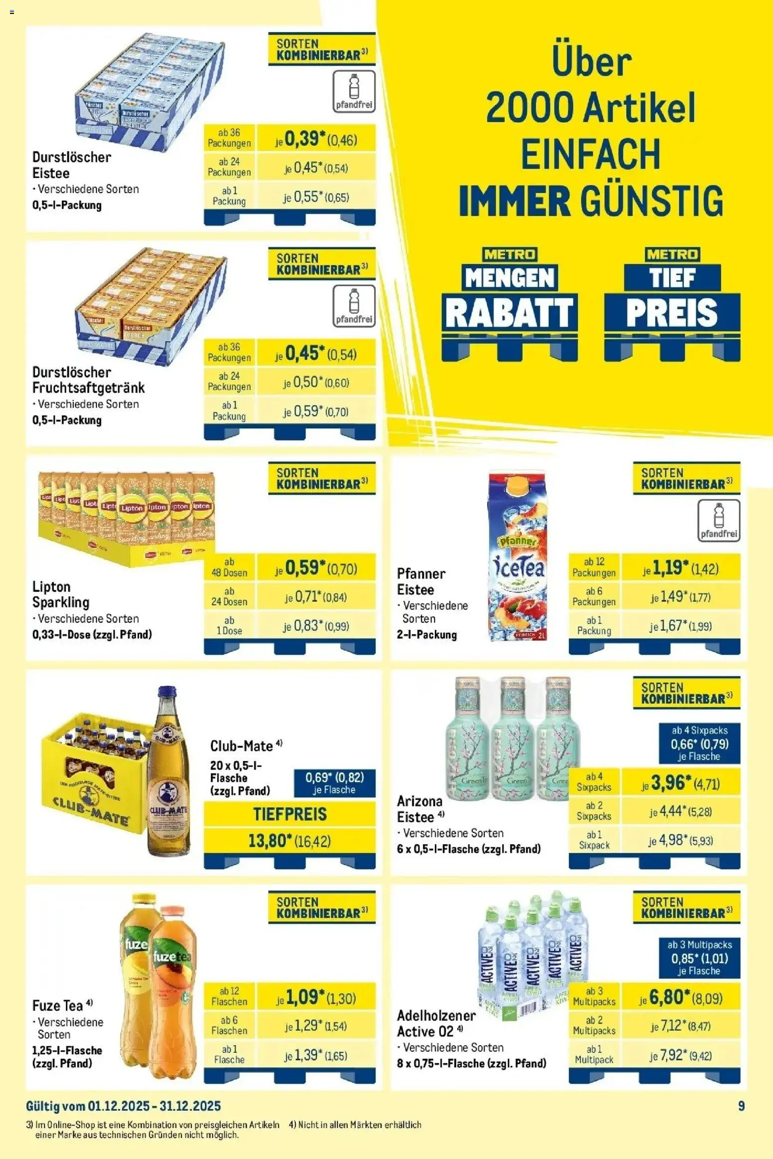 Metro - Wochenangebote Händler – gültig ab 01.12.2025 | Seite: 19 | Produkte: Durstloscher, Fuze tea, Adelholzener