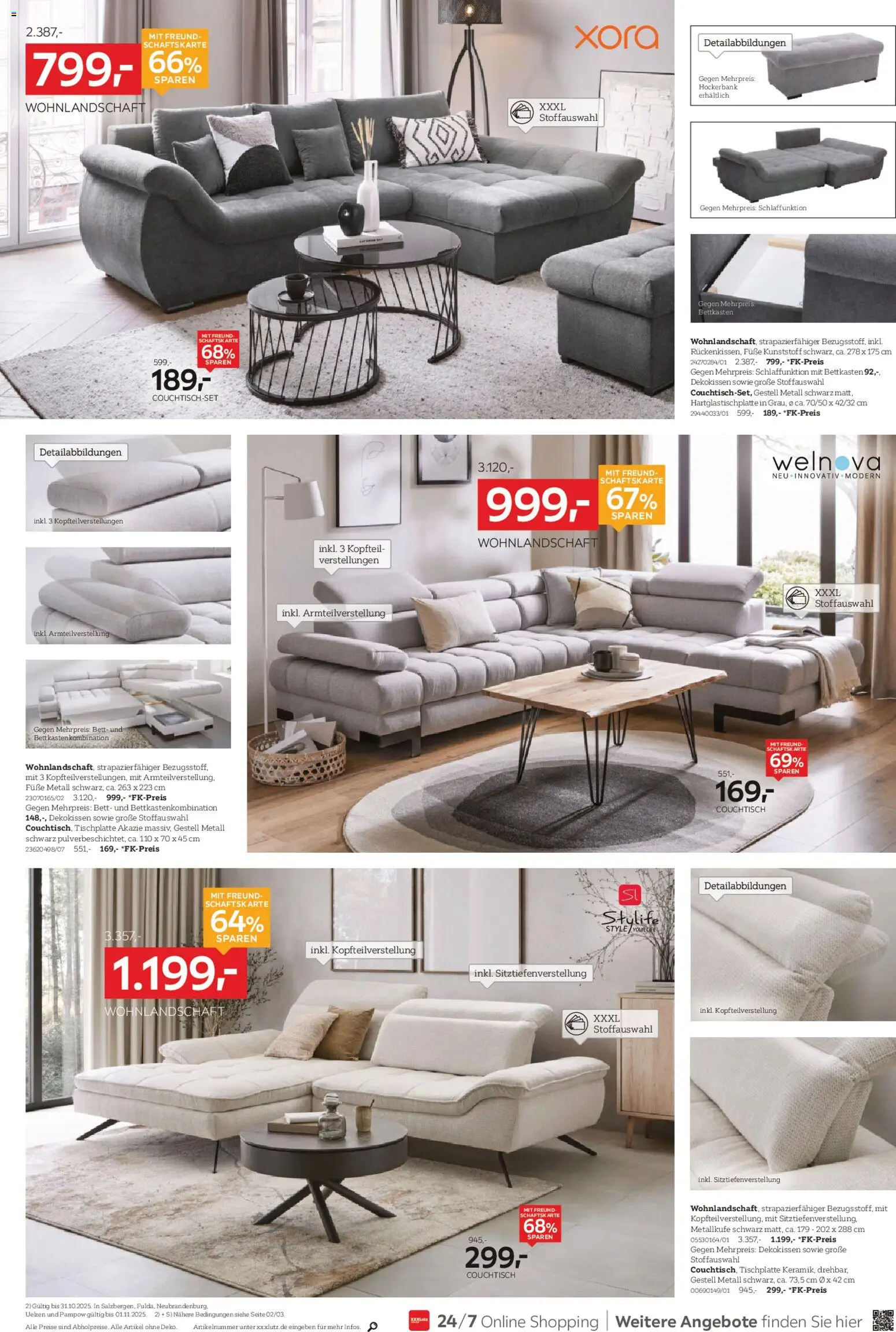 XXXL Lutz Prospekt 	 – gültig ab 26.10.2025 | Seite: 4 | Produkte: Wohnlandschaft, Bett, Couchtisch