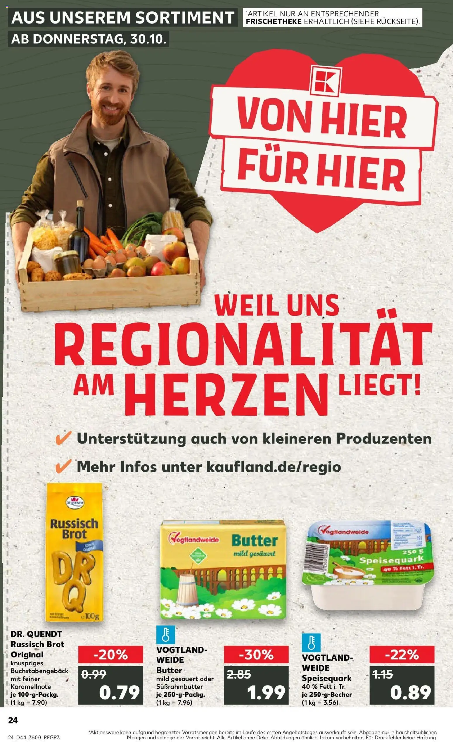 Kaufland prospekt Rodewisch	 – gültig ab 30.10.2025 | Seite: 24 | Produkte: Butter, Brot, Speisequark