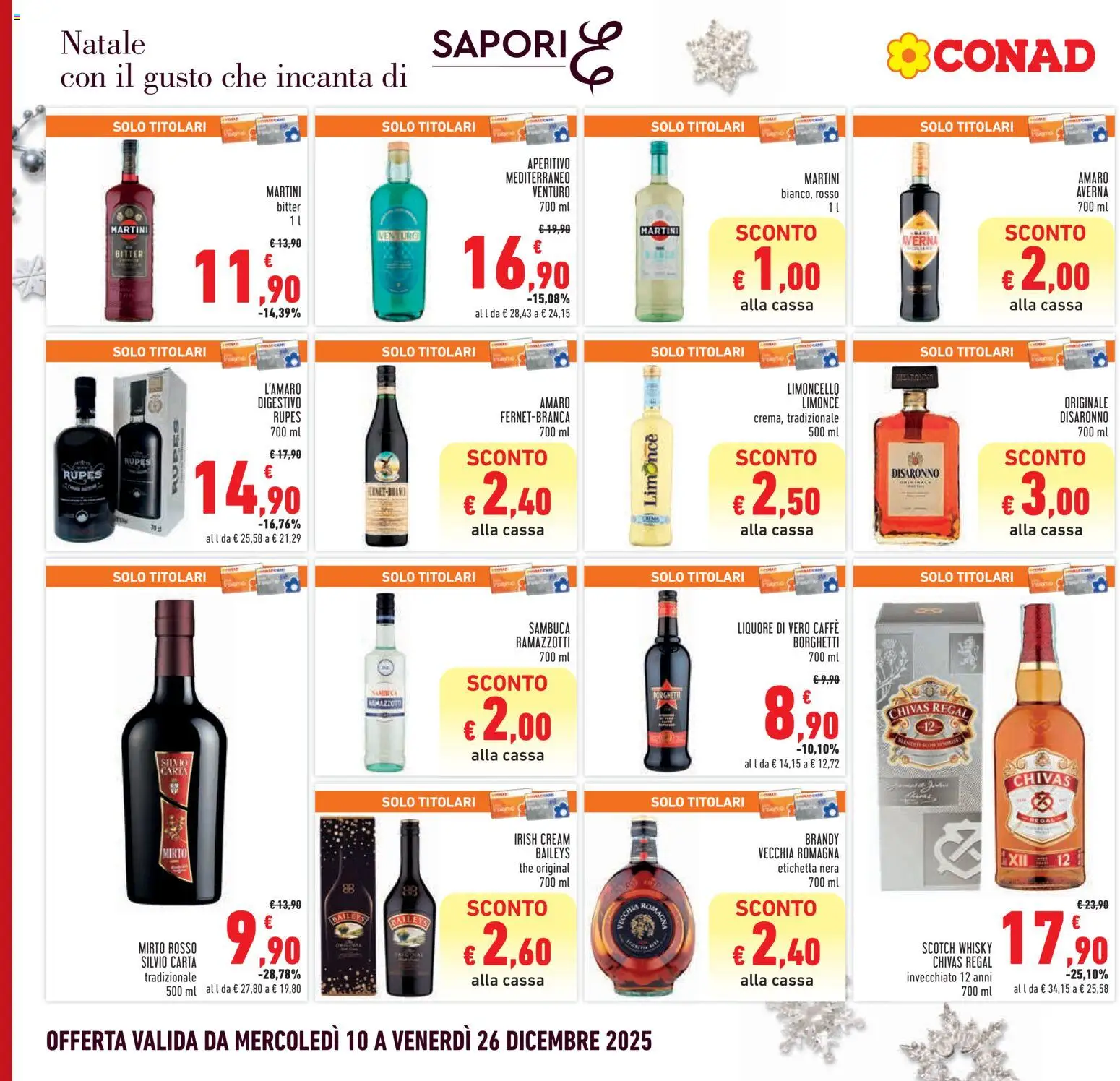 Volantino Conad del 10.12.2025 | Pagina: 8 | Prodotti: The, Limoncello, Liquore, Brandy