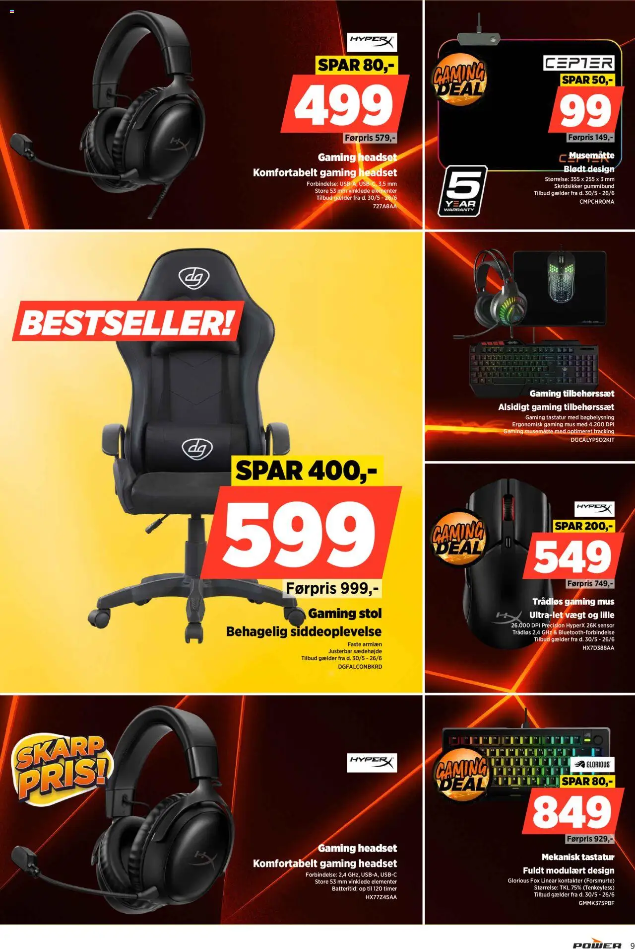 Power Tilbudsavis gyldig fra 20.06.2025 | Side: 9 | Produkter: Stol, Mus, Tastatur, Gaming mus