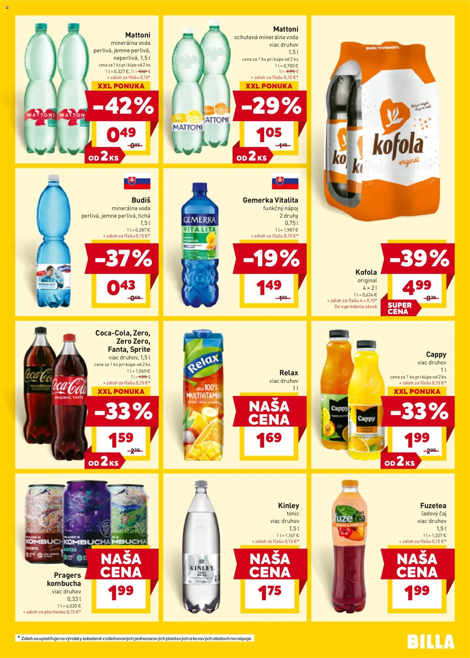 Nové Billa akcie – leták je platný od 18.02.2026 | Strana: 19 | Produkty: Čaj, Budiš, Sprite, Voda