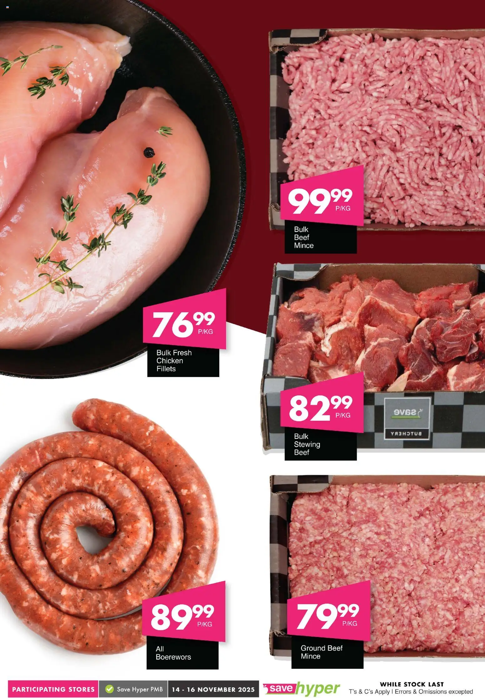 New Save catalogue – valid from 14.11.2025 | Page: 8 | Products: Boerewors, Chicken, Beef, Stock