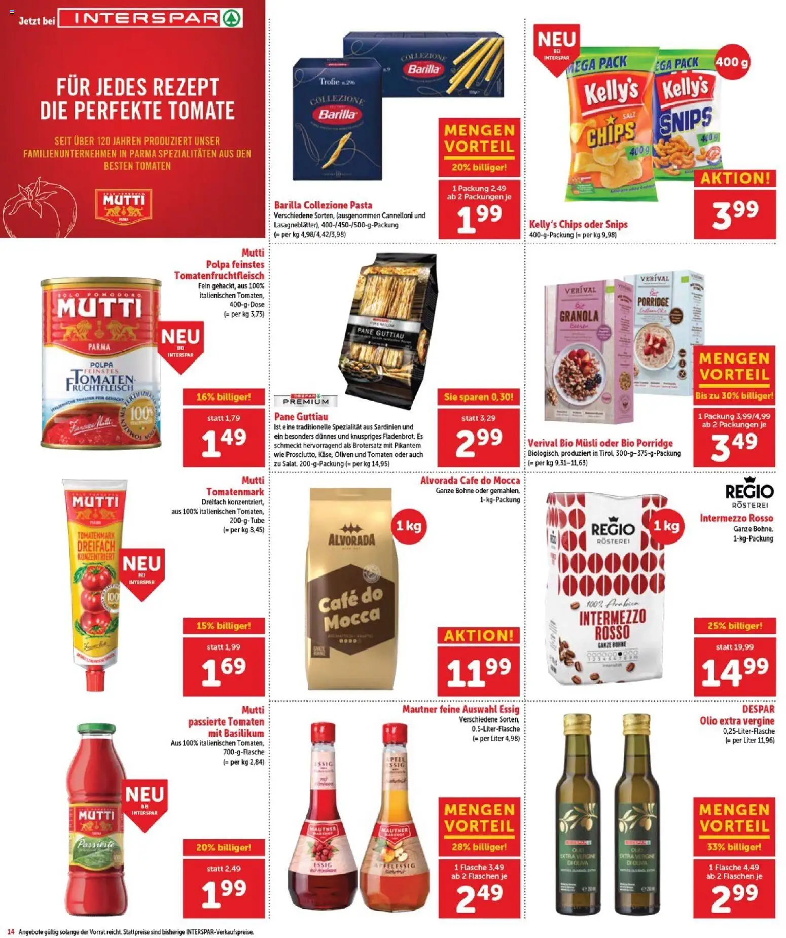 Interspar Flugblatt - Burgenland Nord gültig ab 12.02.2026 | Seite: 14 | Produkte: Pasta, Chips, Szeder, Tomaten