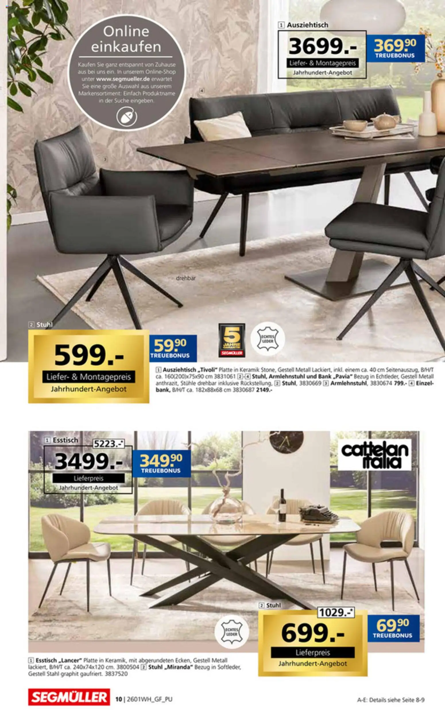Segmüller Wohndesign – gültig ab 24.12.2025 | Seite: 10 | Produkte: Esstisch, Stuhl