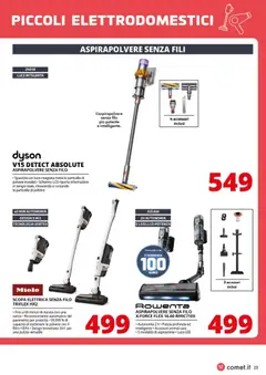 Anteprima del volantino Comet volantino Piccoli Elettrodomestici Cura persona, Pulizia e Stiro valido a partire dal 20.03.2026 | Pagina: 23 | Prodotti: Spazzola, Aspirapolvere senza fili, Miele, Dyson