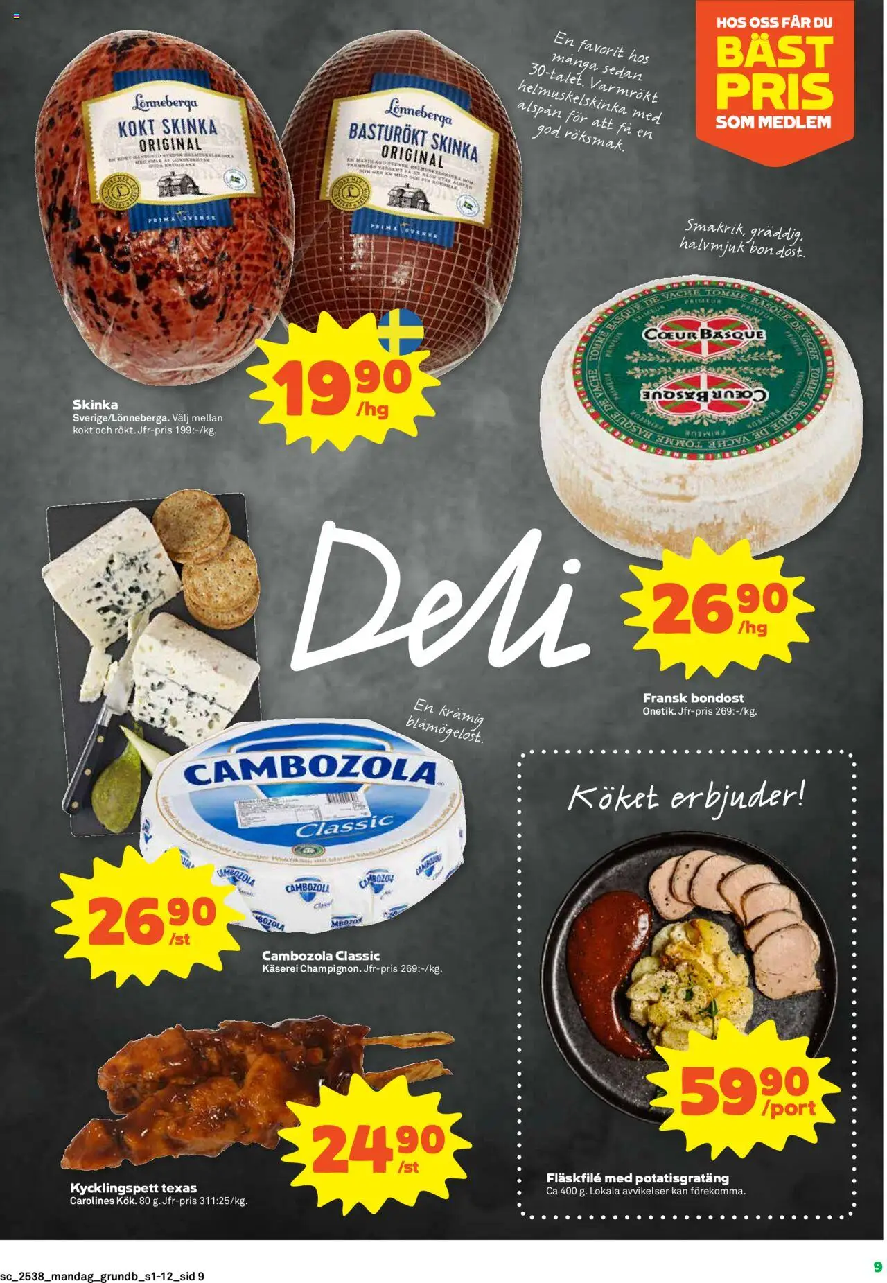Coop Forum reklamblad aktuell från 15.09.2025 | Sida: 9 | Produkter: Potatisgratäng, Skinka