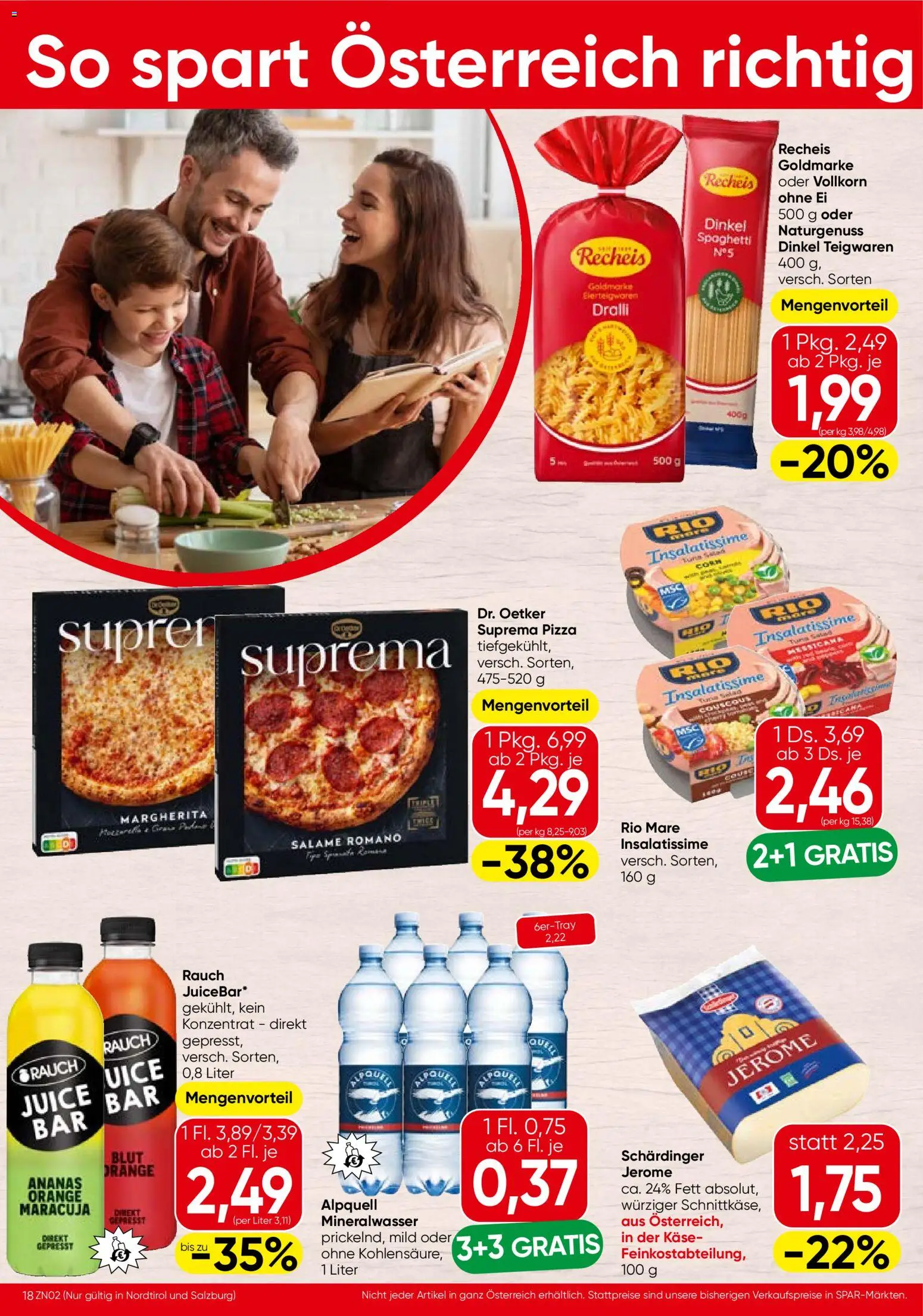 Spar Flugblatt - Tirol gültig ab 02.01.2026 | Seite: 18 | Produkte: Käse, Hajdina liszt, Pizza, Ananas