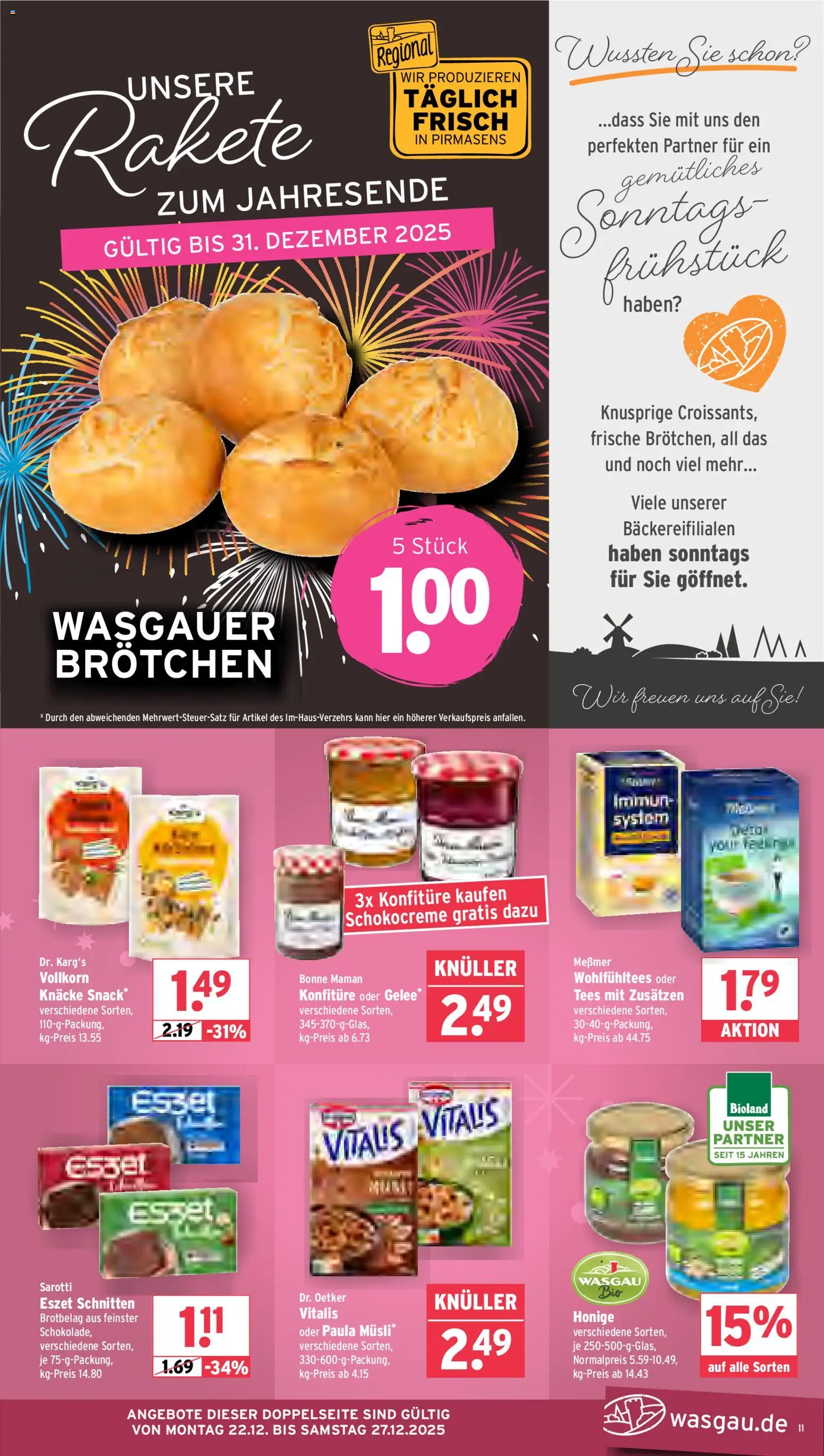 Wasgau Prospekt 	 – gültig ab 22.12.2025 | Seite: 11 | Produkte: Schokolade, Messmer, Bonne maman