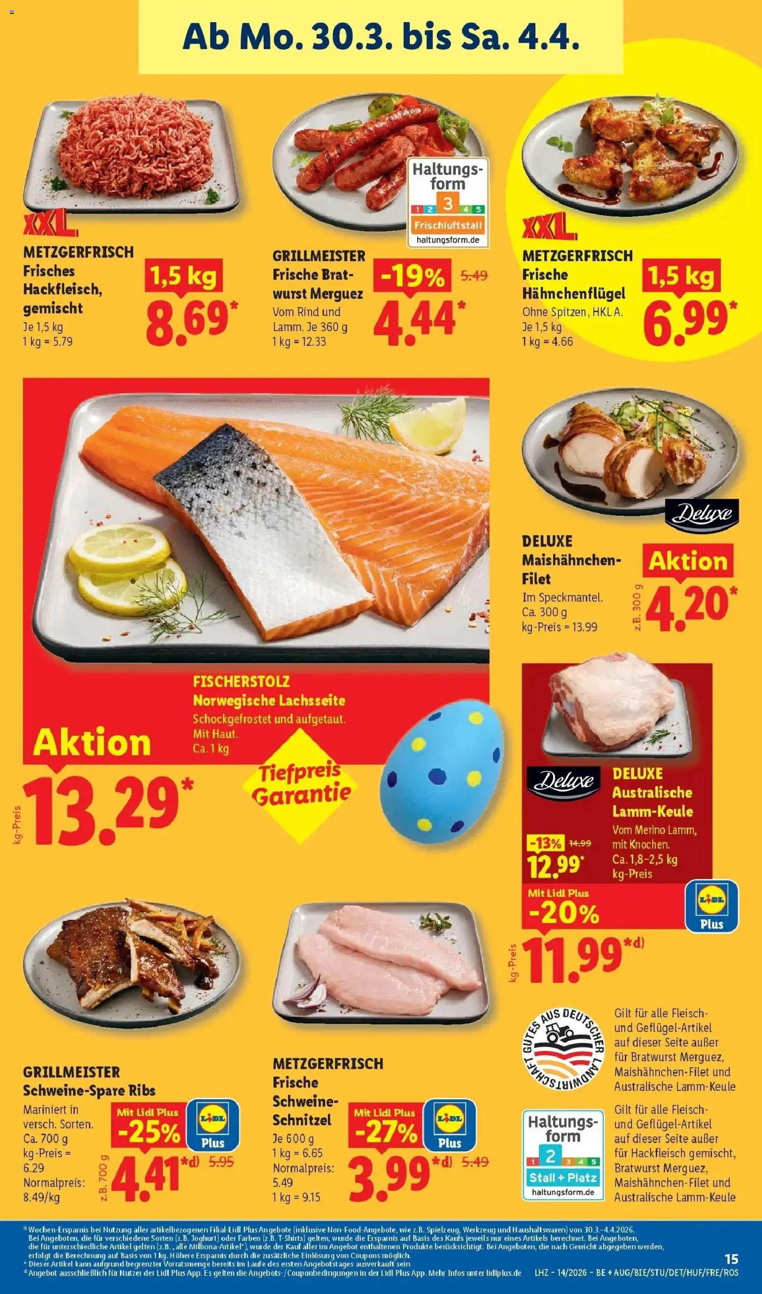 Lidl Prospekt Mühlacker – gültig ab 30.03.2026 | Seite: 33 | Produkte: Lammkeule, Schnitzel, Wurst, Fleisch