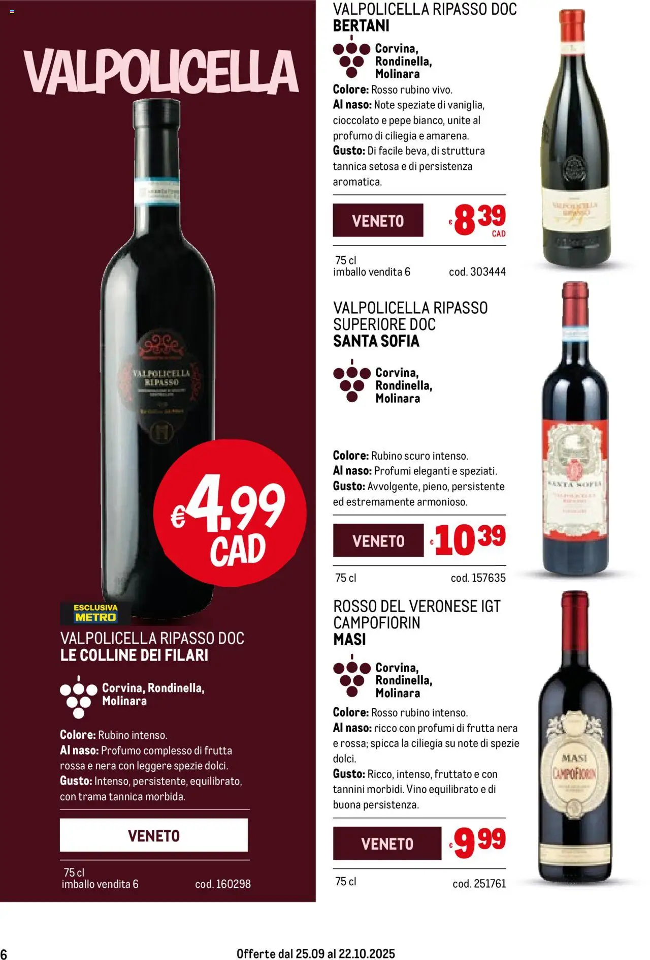 Volantino Metro del 25.09.2025 | Pagina: 6 | Prodotti: Spezie, Pepe, Vino, Profumo