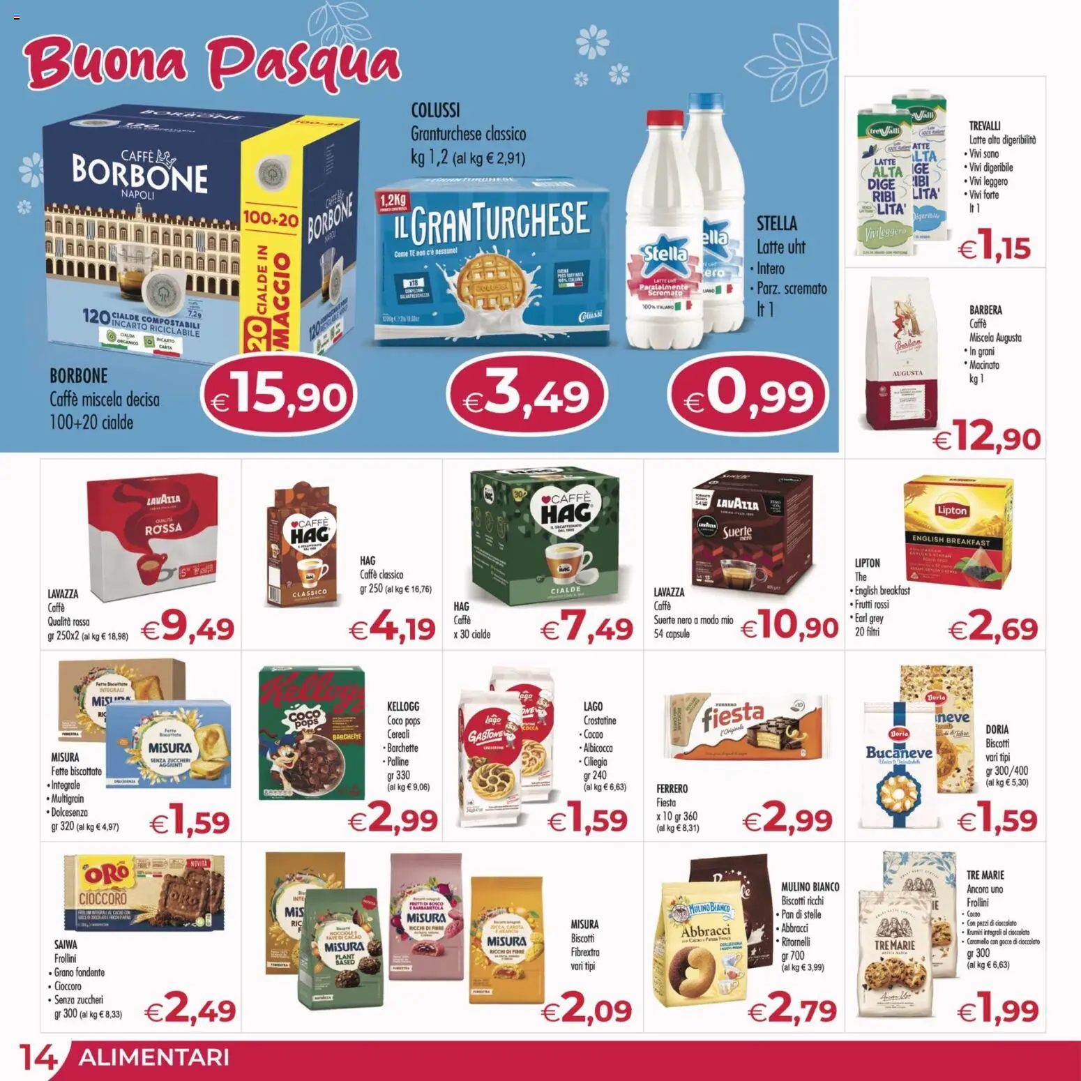 Volantino MerSi Supermercati del 18.03.2026 | Pagina: 14 | Prodotti: Cioccolato, Fette biscottate, Lavazza, Macinato