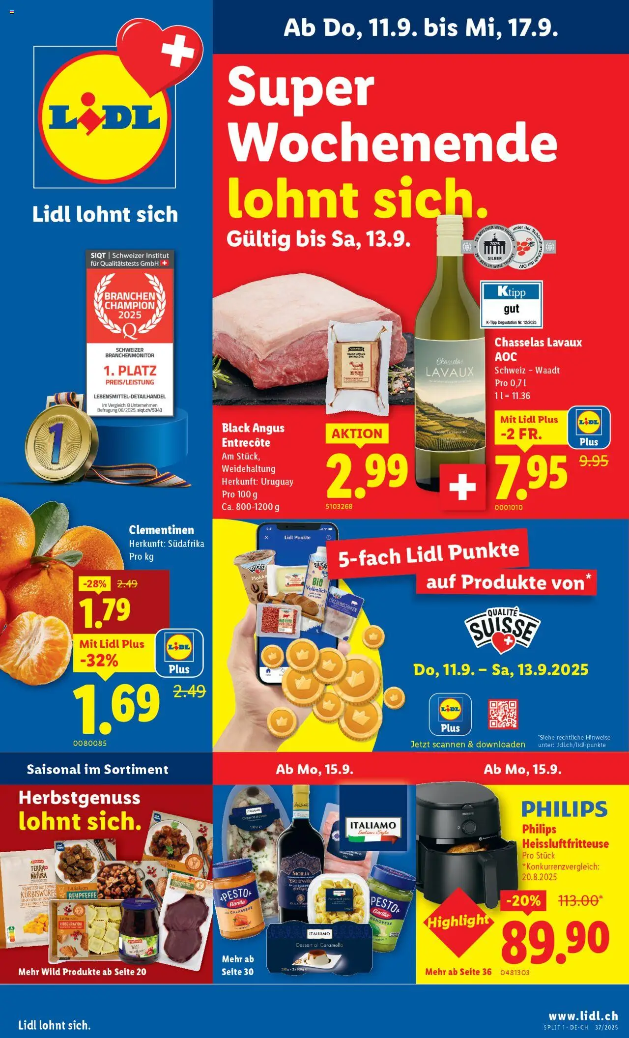 Lidl Aktionen – gültig ab 11.09.2025 | Seite: 1 | Produkte: Barilla, Heißluftfritteuse, Philips