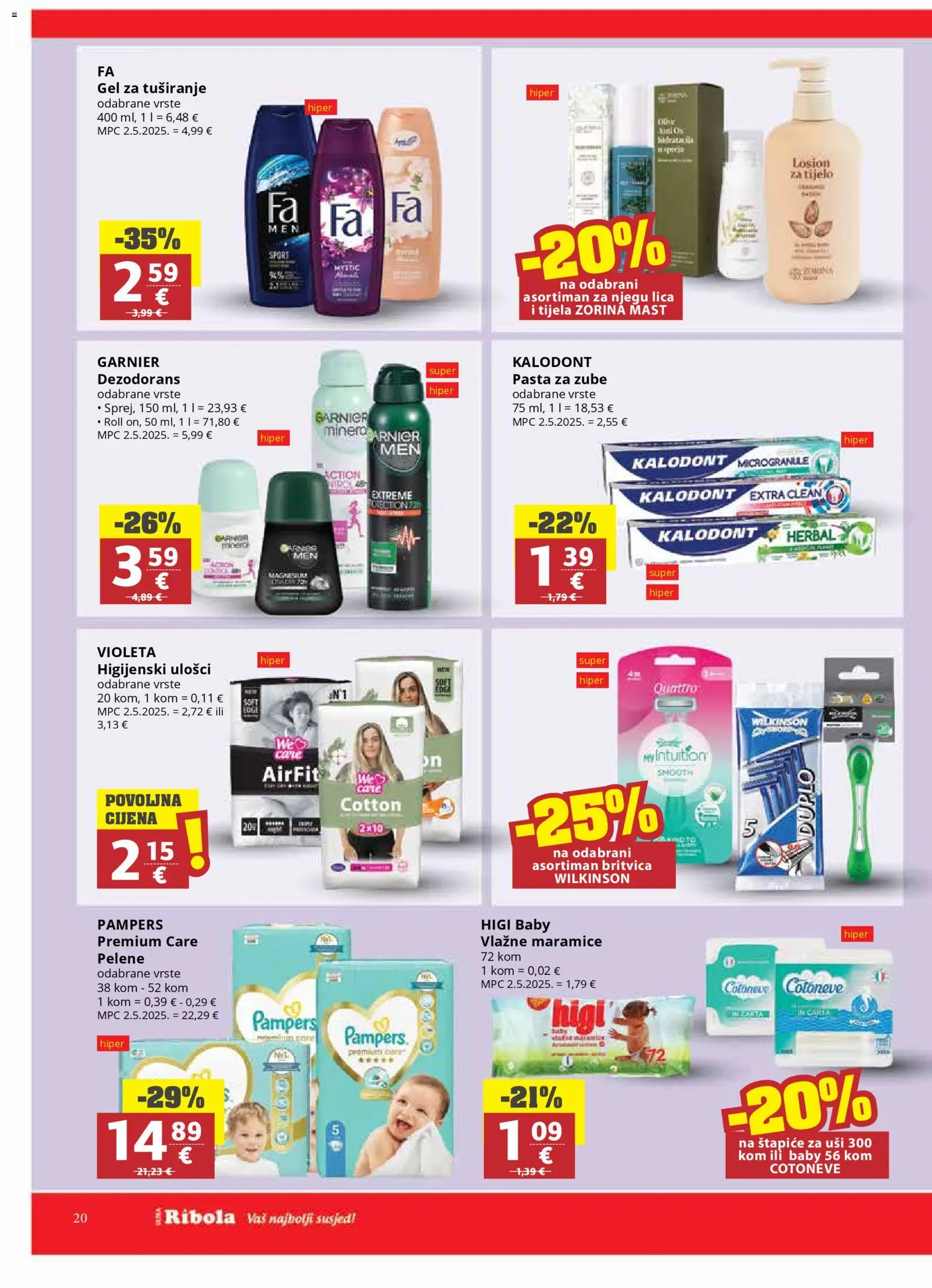 Ribola katalog | vrijedi od 25.02.2026 | Stranica: 20 | Proizvodi: Mast, Gel za tuširanje, Dezodorans, Pasta