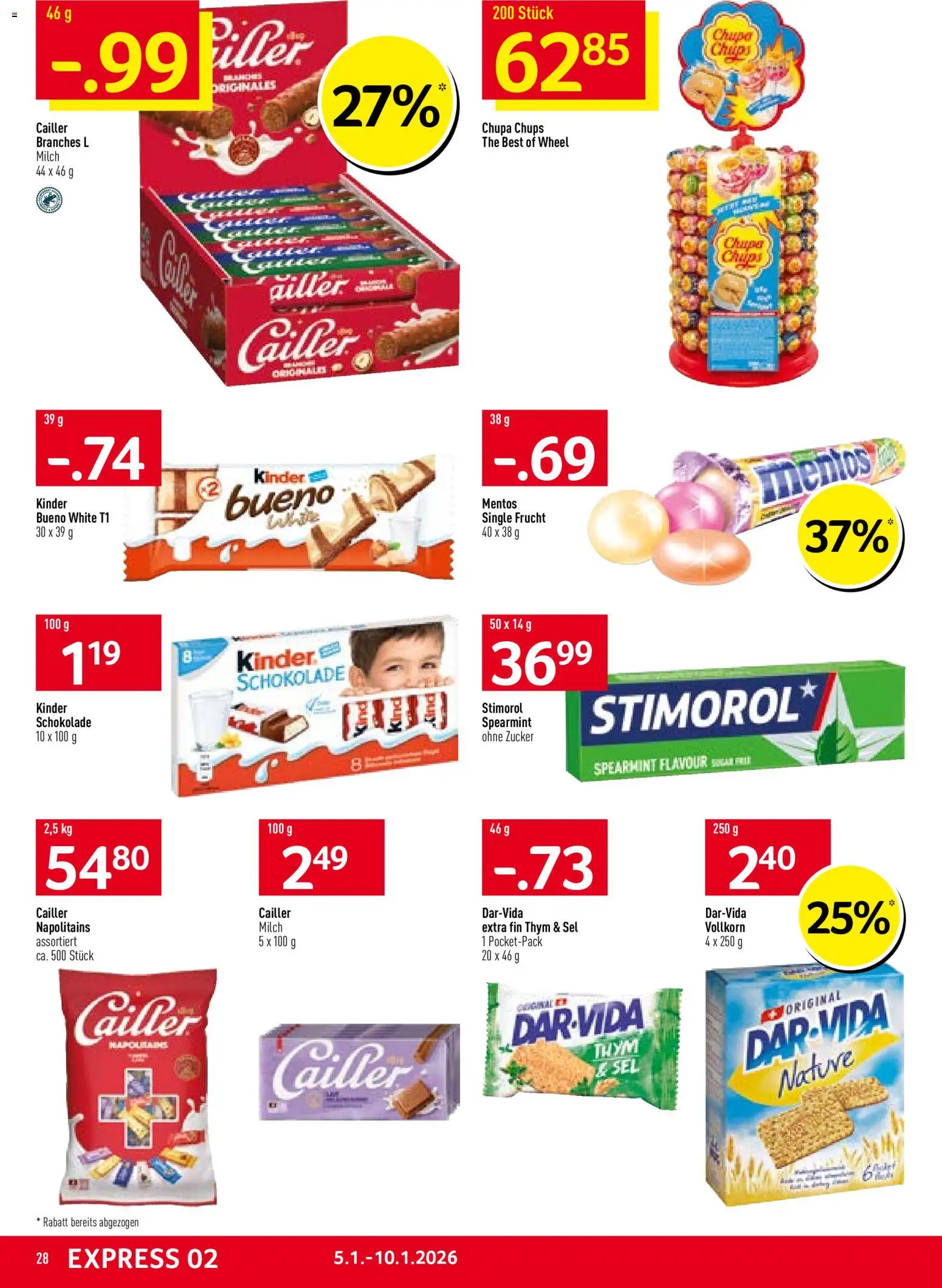 Prodega Aktionen – gültig ab 05.01.2026 | Seite: 28 | Produkte: Milch, Schokolade, Chips, Zucker
