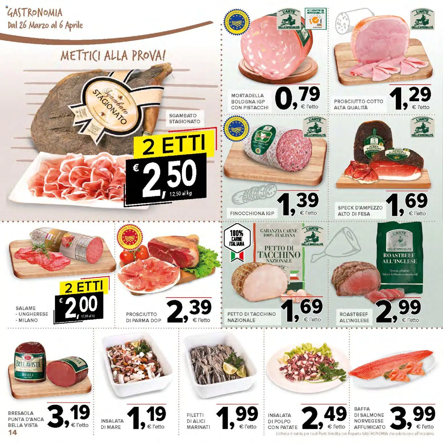 Volantino Todis del 26.03.2026 | Pagina: 14 | Prodotti: Prosciutto Cotto, Salmone, Bresaola, Prosciutto