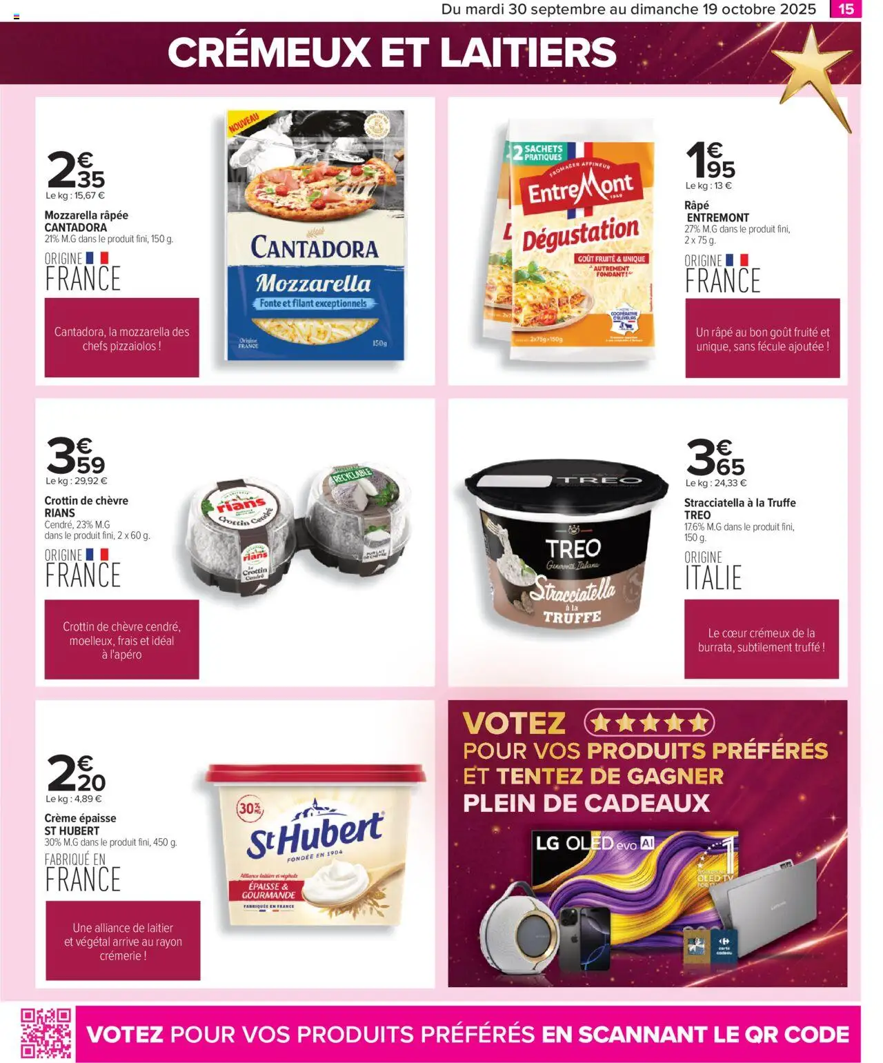  | Page: 15 | Produits: Mozzarella râpée, Mozzarella, Alliance, Crème
