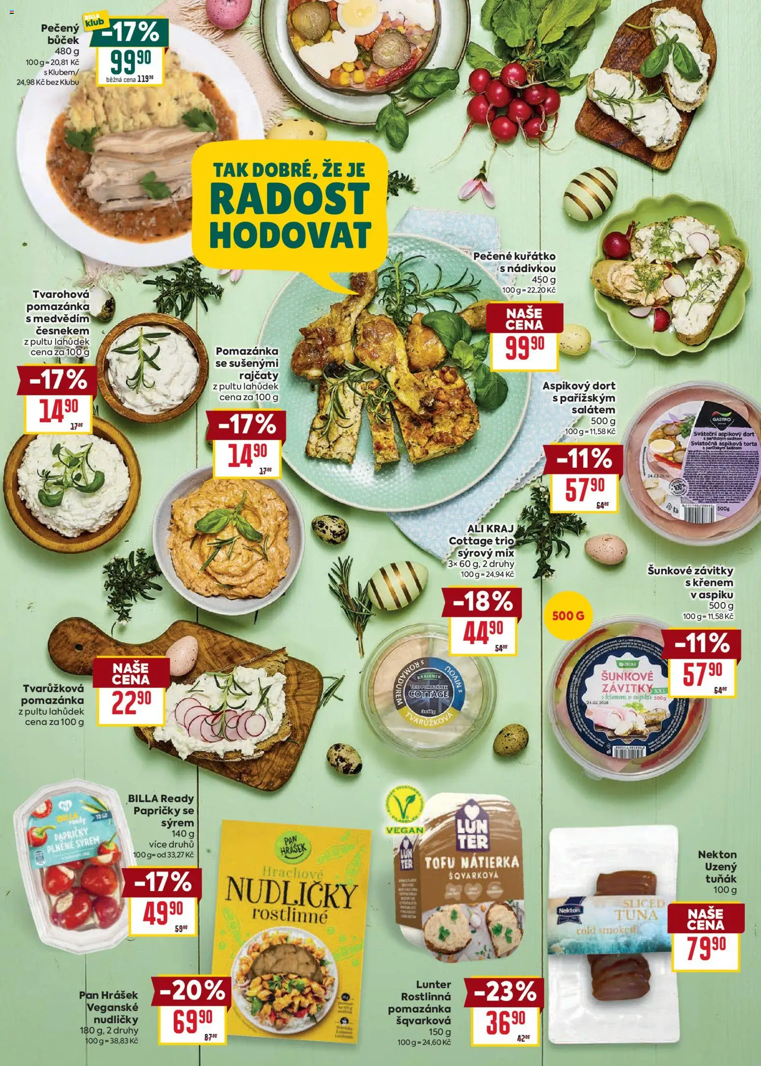 Billa leták - Velikonoce od 04.03.2026 | Strana: 4 | Produkty: Tuňák, Tofu, Bůček, Cottage