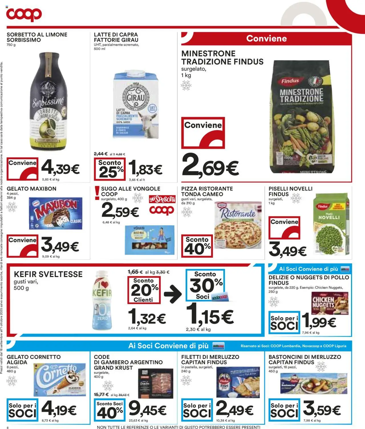 Volantino COOP del 18.09.2025 | Pagina: 8 | Prodotti: Vongole, Nuggets, Data, Sugo