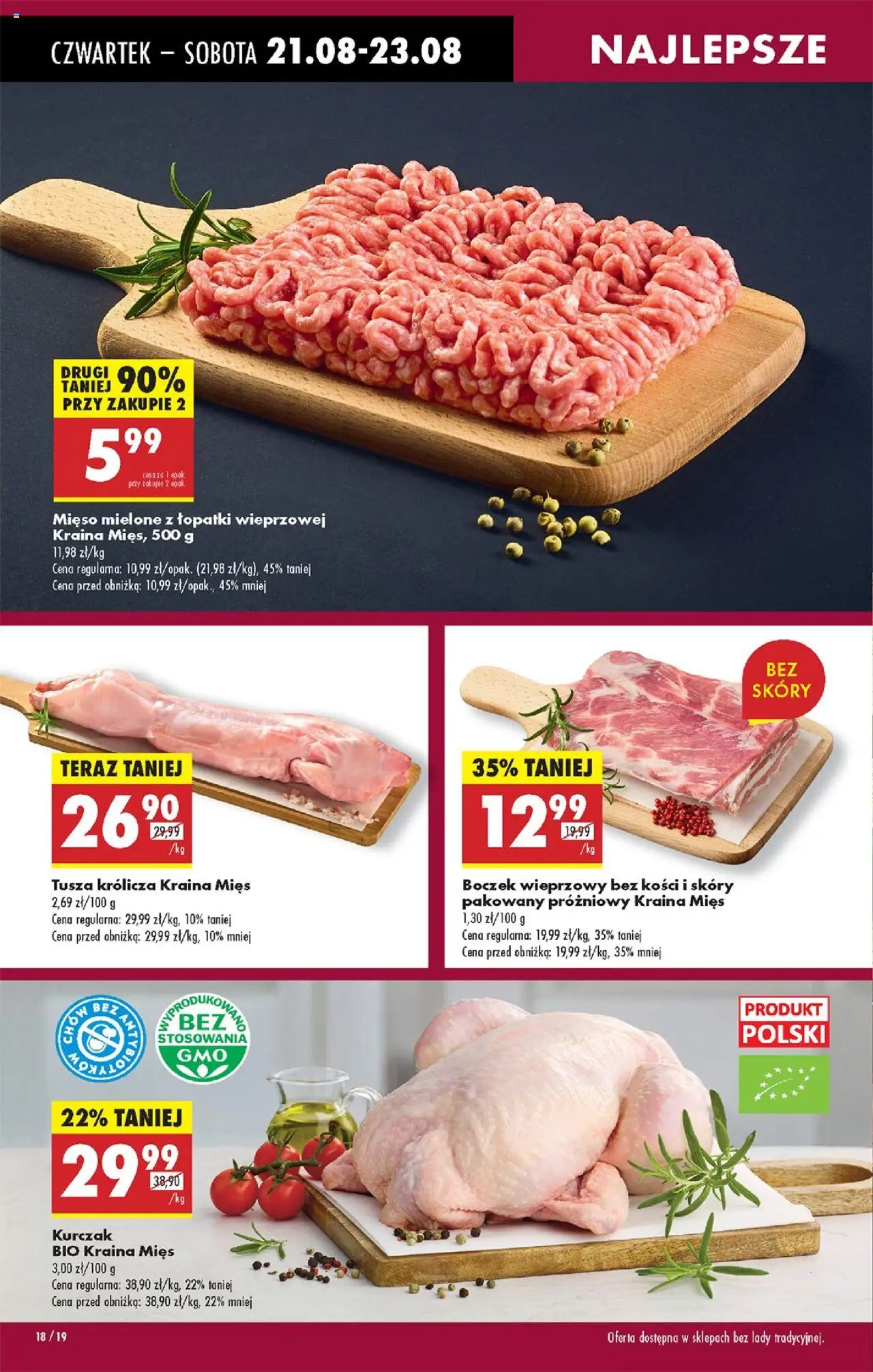 Biedronka gazetka - Oferta w tym tygodniu od 21.08.2025 | Strona: 22 | Produkty: Kurczak, Kraina mięs, Boczek wieprzowy, Boczek