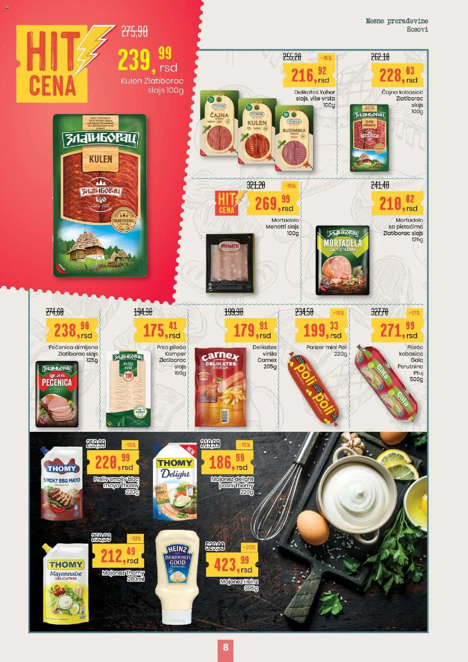 Aroma Market katalog - važi od 27.11.2025 | Strana: 8 | Proizvode: Parizer, Kulen, Heinz, Kobasica
