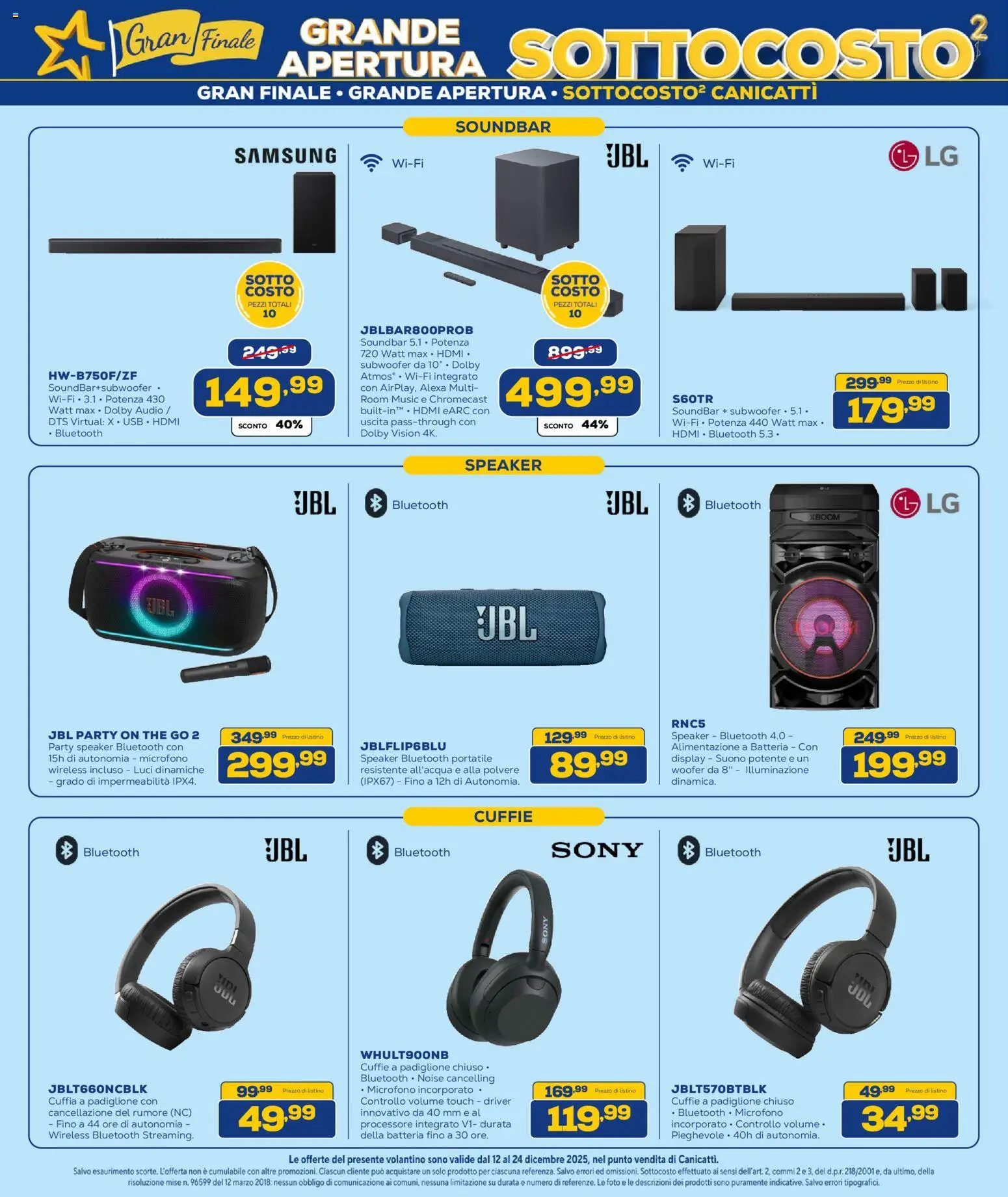 Volantino Euronics del 12.12.2025 | Pagina: 27 | Prodotti: Soundbar, Cuffie, Speaker, USB