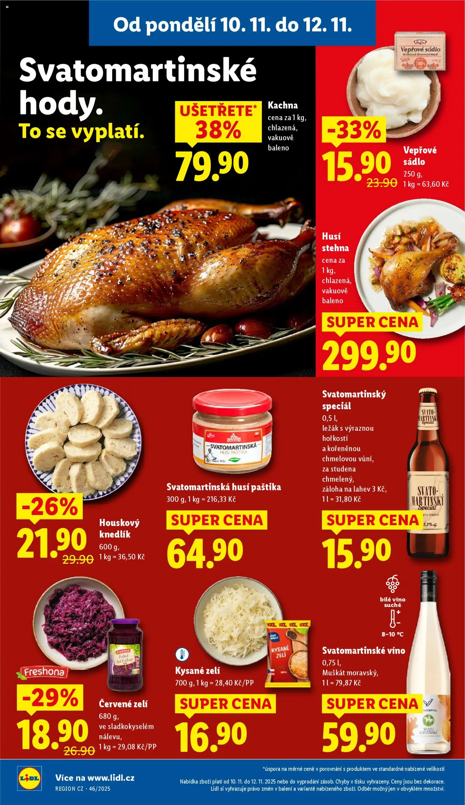 Lidl leták od 10.11.2025 | Strana: 14 | Produkty: Bílé víno, Zelí, Kachna, Láhev