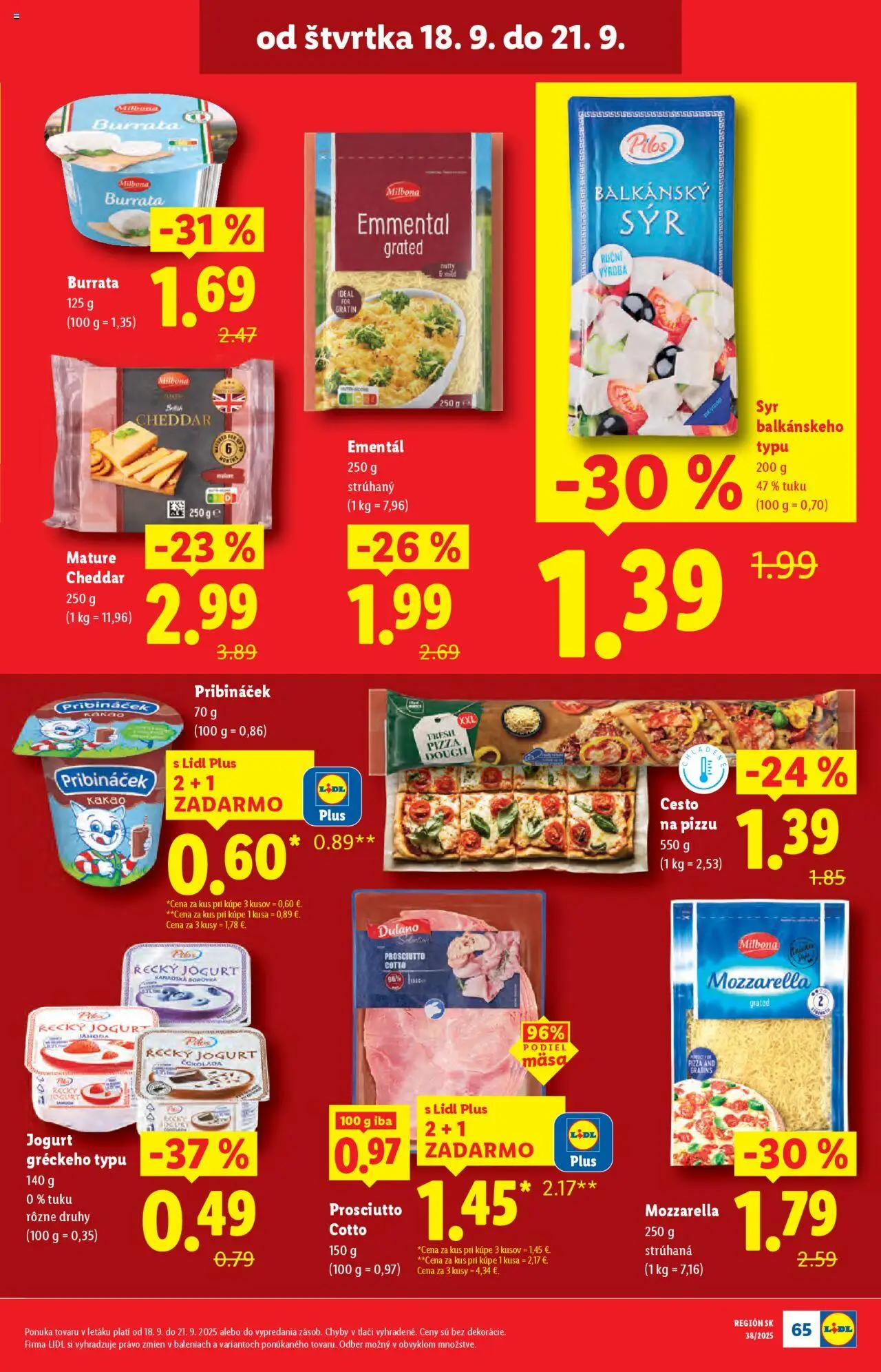 Nové Lidl akcie – leták je platný od 16.09.2025 | Strana: 85 | Produkty: Syr, Pizza, Balkánsky syr, Kakao