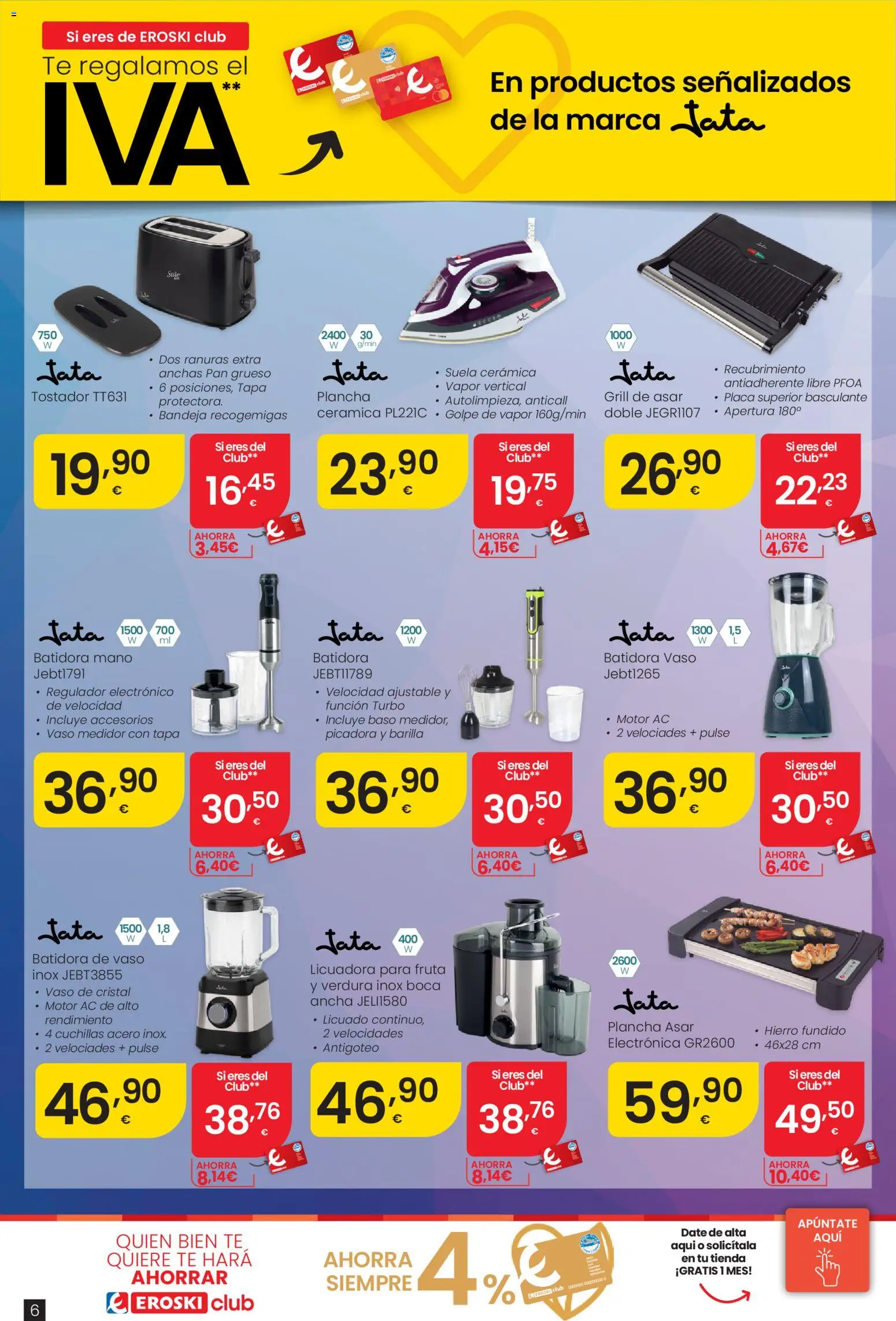 Eroski Qué tecno │ válido desde el 23.04.2026 | Página: 6 | Productos: Té, Plancha, Tostador, Bandeja