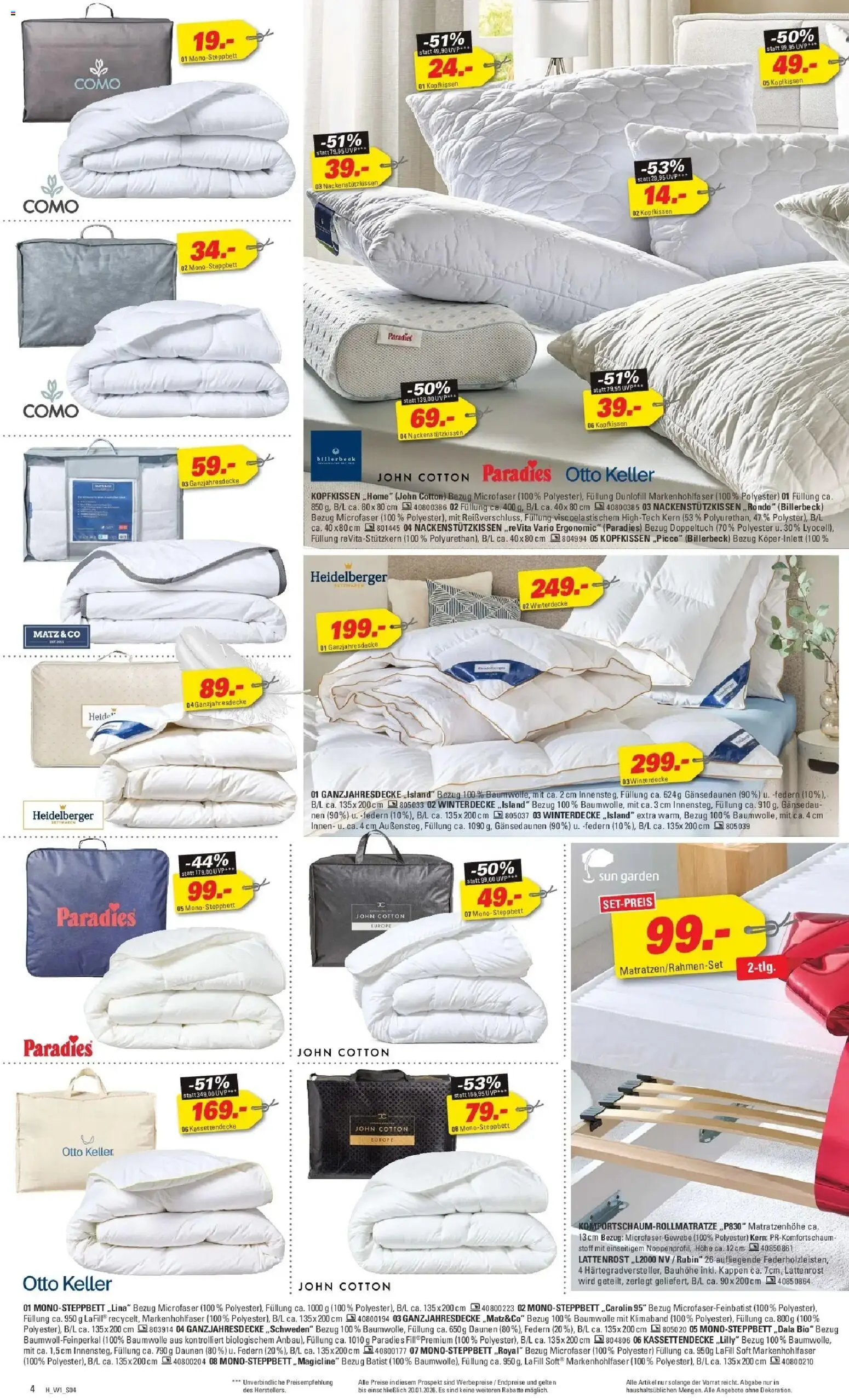 Höffner - Höffner: Möbelangebote – gültig ab 09.01.2026 | Seite: 4 | Produkte: Lattenrost, Kopfkissen