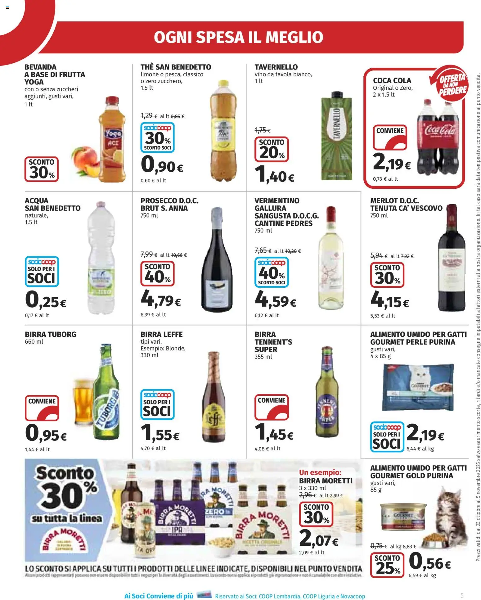 Volantino Ipercoop del 23.10.2025 | Pagina: 5 | Prodotti: Tennent's, Prosecco, Limone, Coca Cola