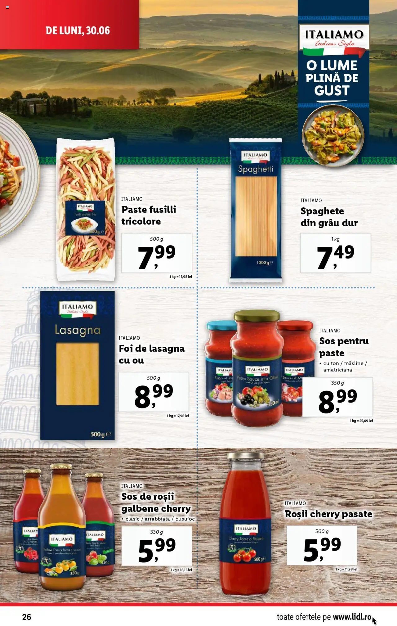 Catalog Lidl – valabil de la 30.06.2025 | Pagină: 26 | Produse: Delgeç, Lasagna, Brokoli, Paste