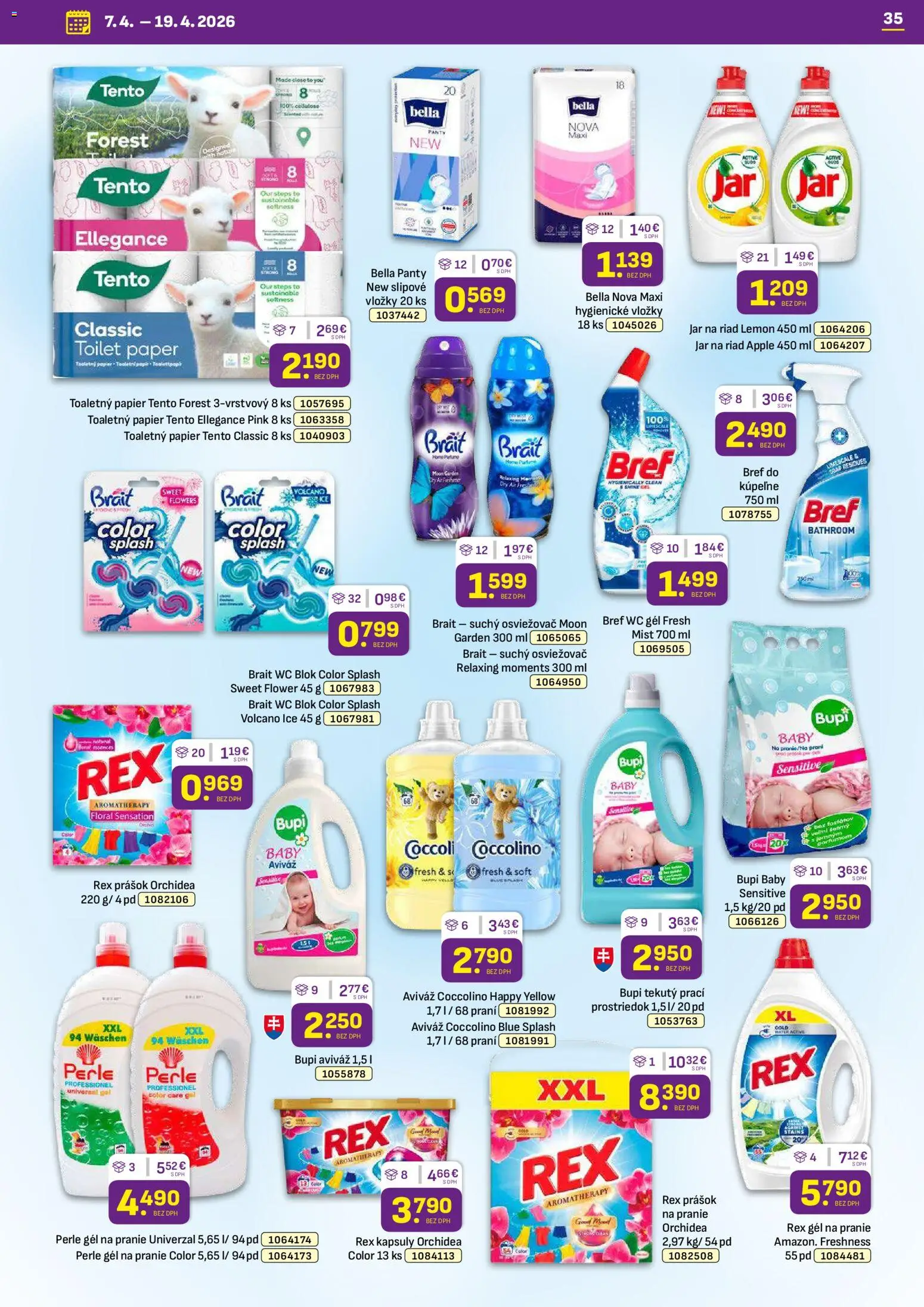 Nové Libex akcie – leták je platný od 07.04.2026 | Strana: 35 | Produkty: Wc, Toaletný papier, Coccolino, Orchidea