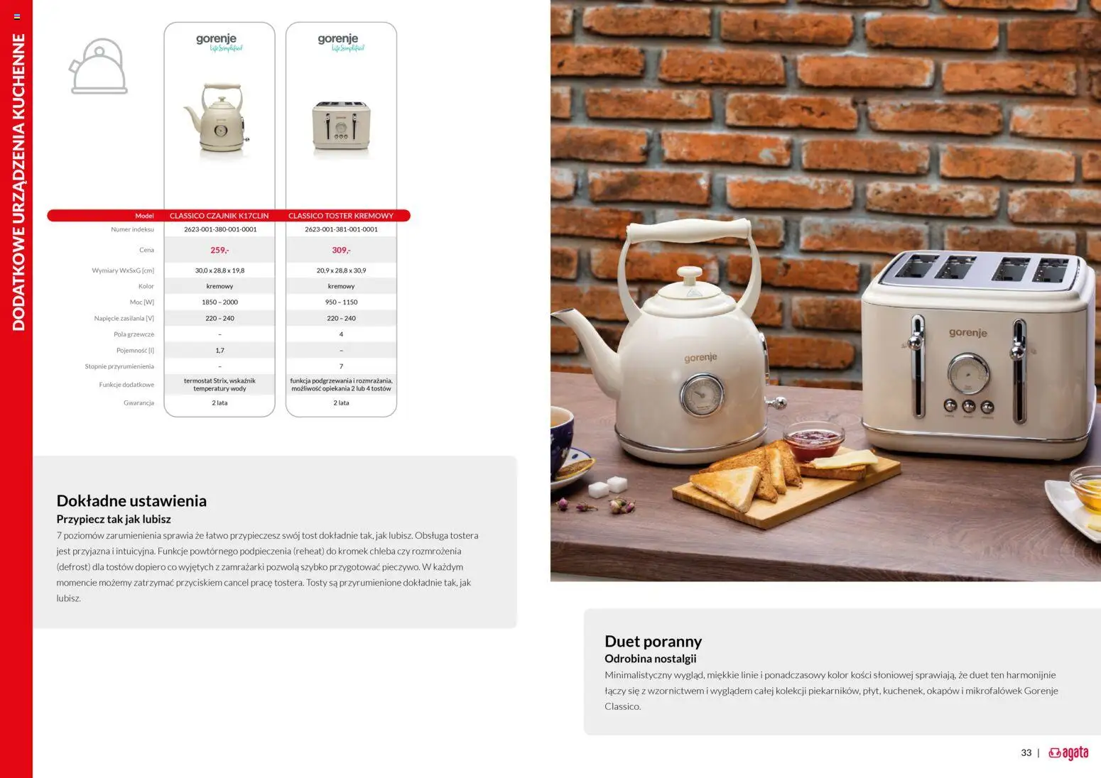 Salony Agata Gazetka - Gorenje od 05.12.2025 | Strona: 17 | Produkty: Czajnik, Toster