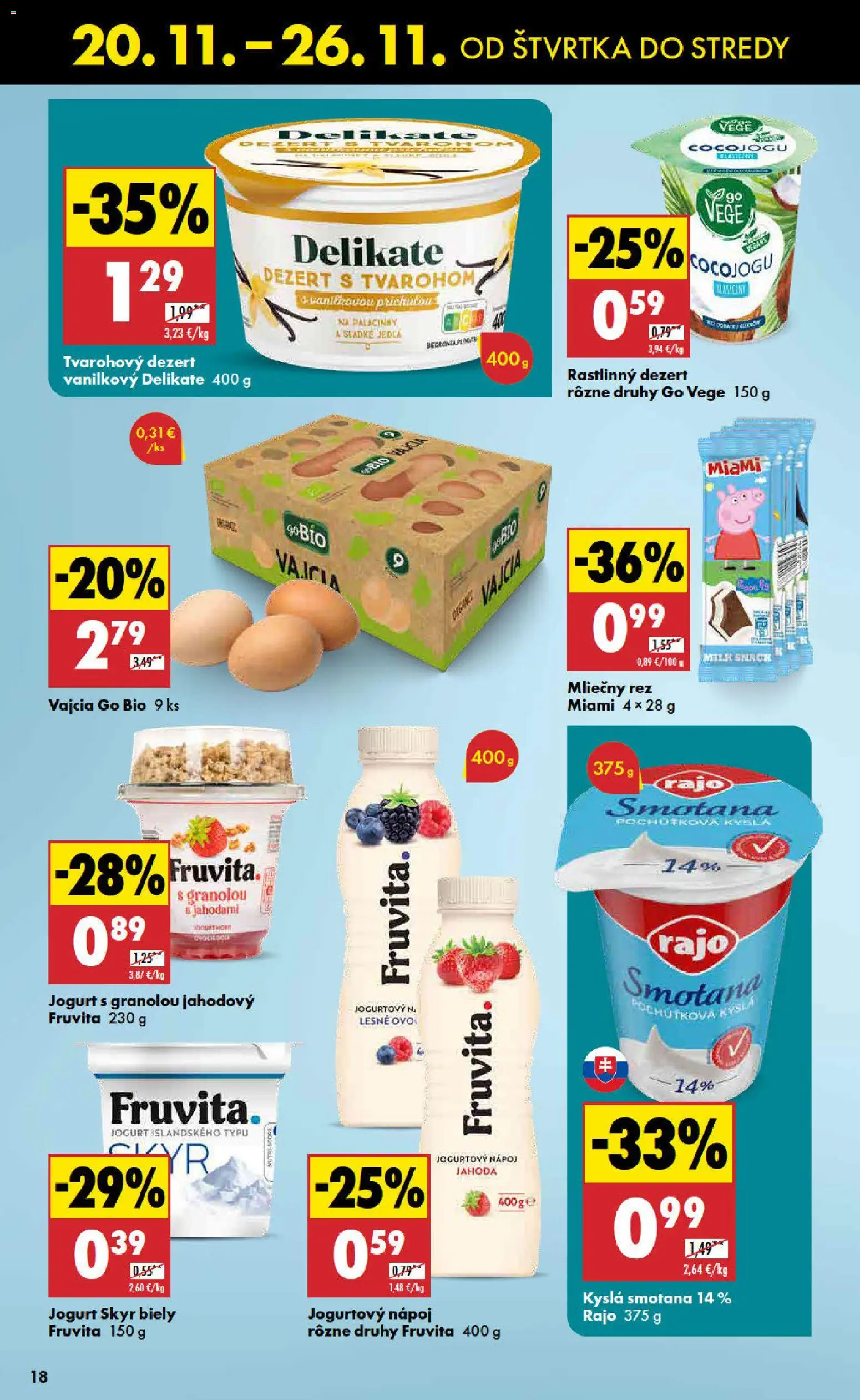 Nové Biedronka akcie – leták je platný od 20.11.2025 | Strana: 18 | Produkty: Jogurt, Vajcia, Smotana, Skyr