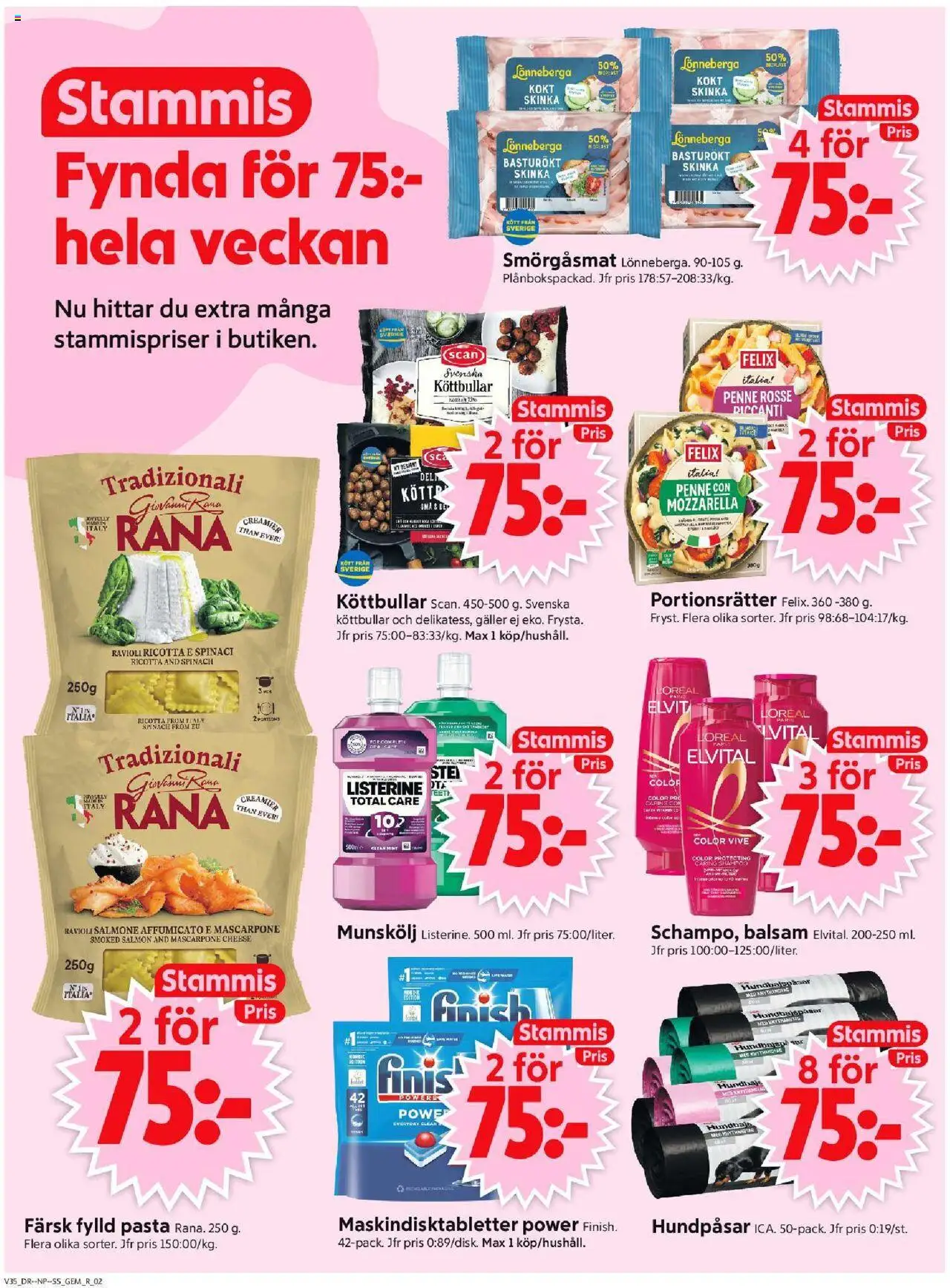 ICA Supermarket reklamblad aktuell från 25.08.2025 | Sida: 2 | Produkter: Munskölj, Köttbullar, Galler, Skinka