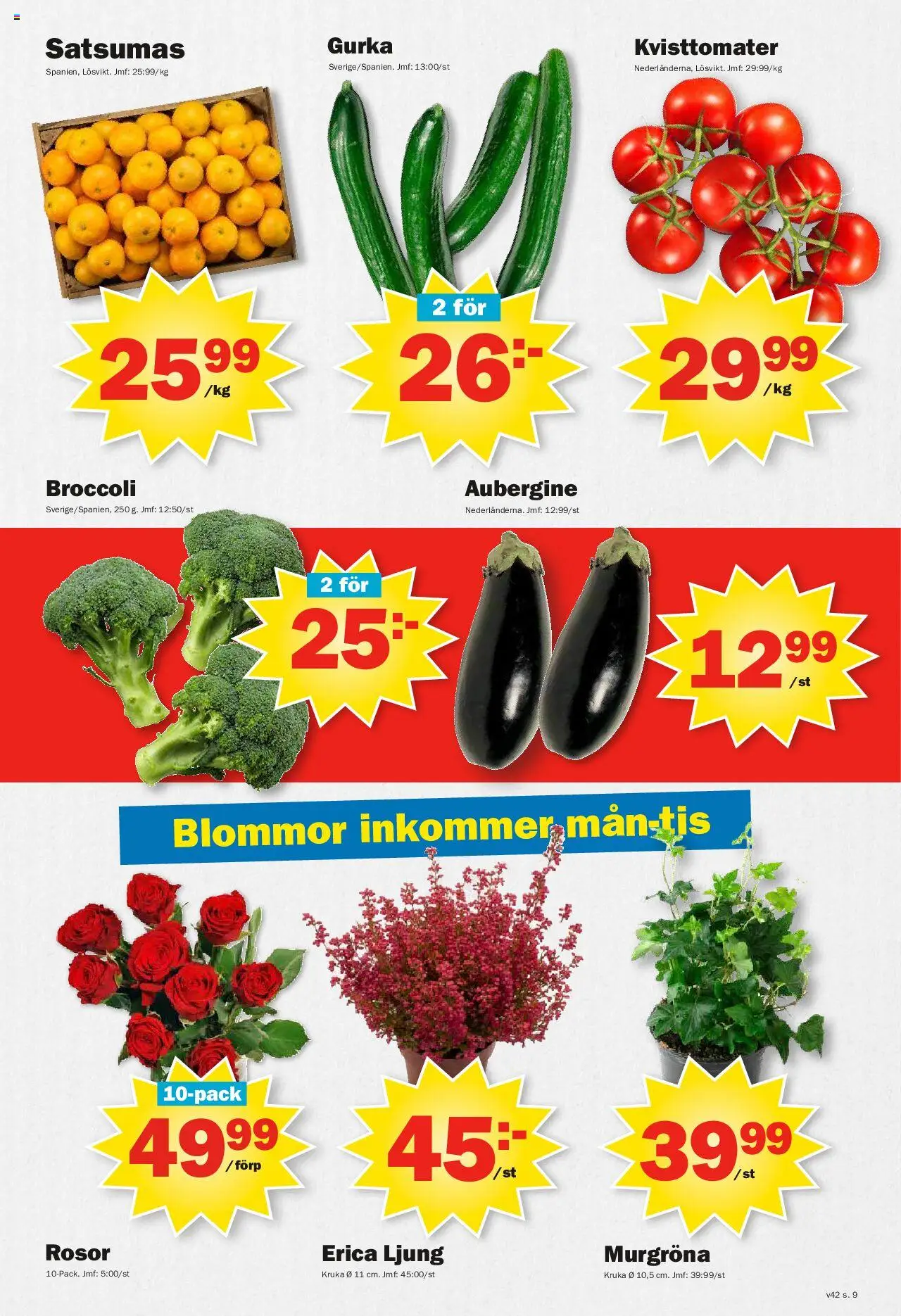 Pekås reklamblad aktuell från 13.10.2025 | Sida: 9 | Produkter: Kruka, Aubergine, Broccoli, Gurka