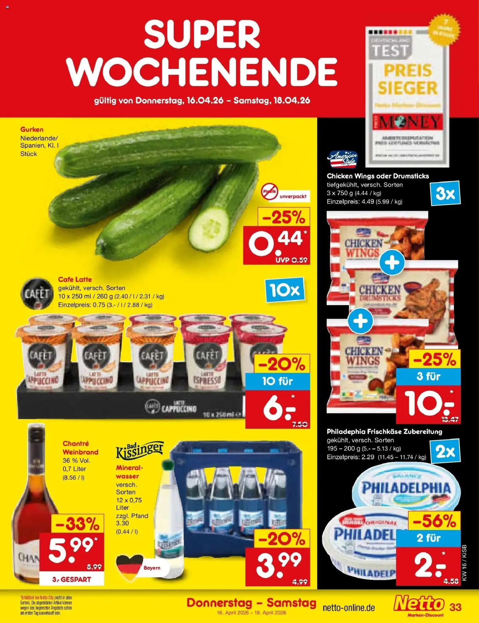 Netto Marken-Discount Prospekt Bad Friedrichshall	 – gültig ab 13.04.2026 | Seite: 51 | Produkte: Wasser, Chantré, Gurken, Frischkase