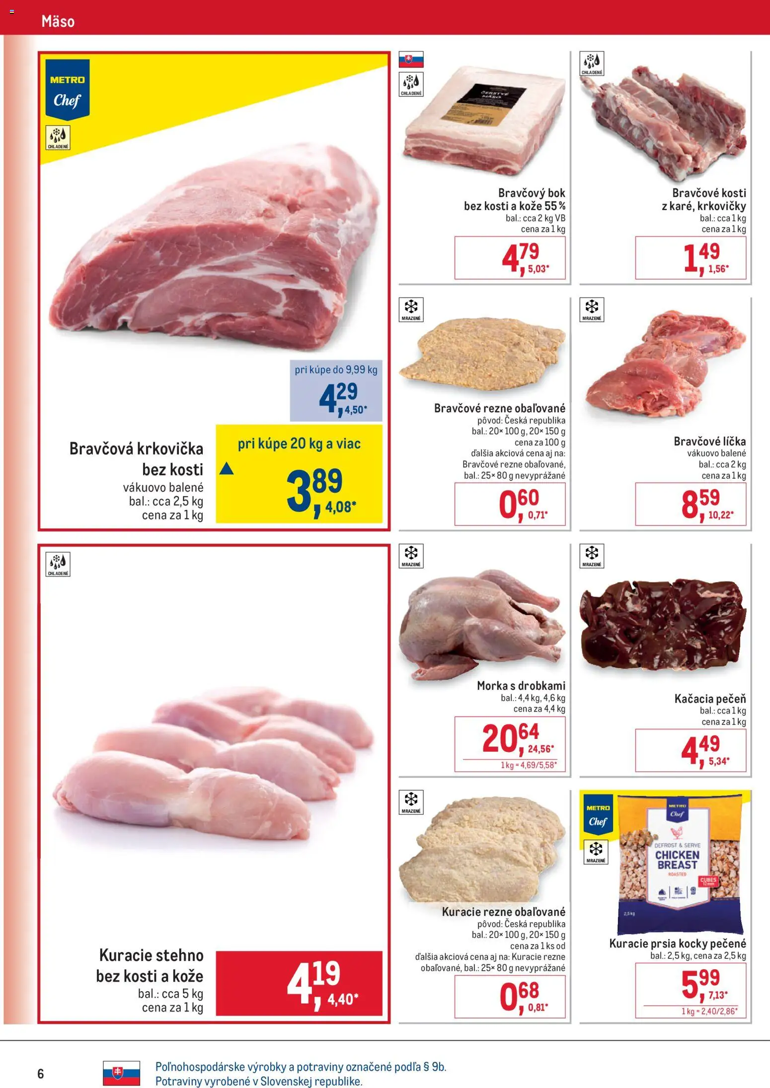 Nové Metro akcie – leták je platný od 19.11.2025 | Strana: 6 | Produkty: Bravčová krkovička, Kuracie prsia, Kuracie rezne, Krkovička