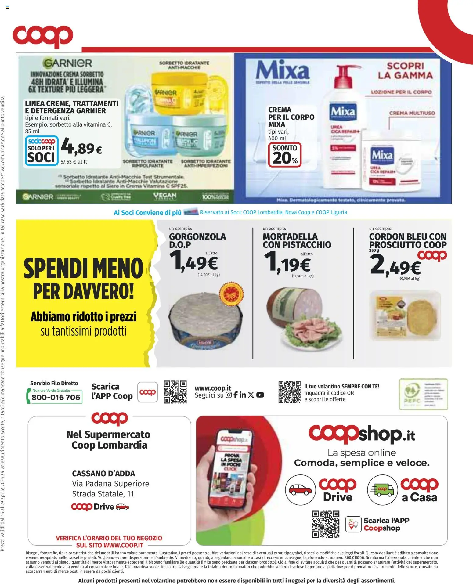 Volantino COOP del 16.04.2026 | Pagina: 28 | Prodotti: Sorbetto, Data, Mortadella, Gorgonzola