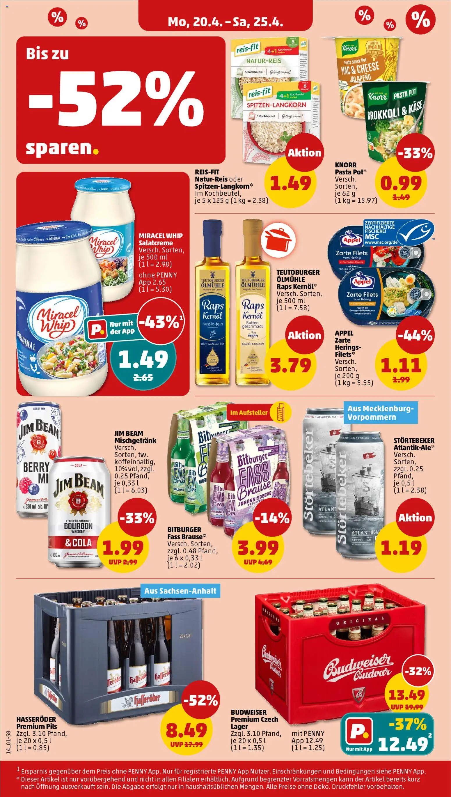 Penny Prospekt 	 – gültig ab 20.04.2026 | Seite: 20 | Produkte: Cola, Butter, Budweiser, Bourbon