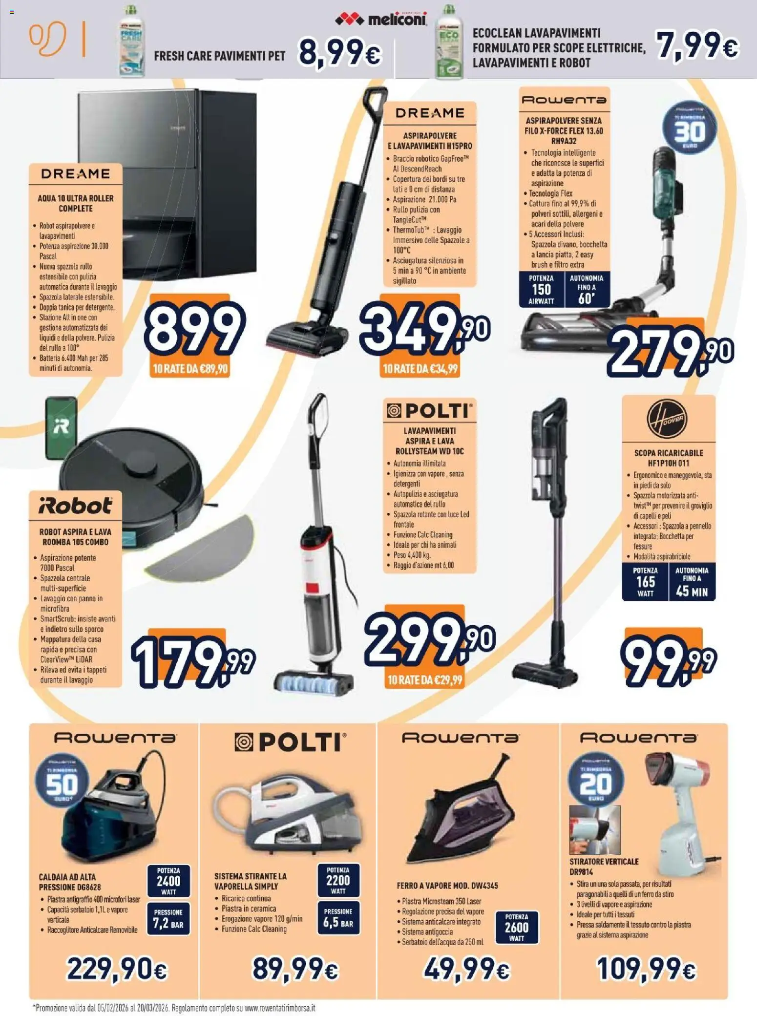 Volantino Unieuro del 27.02.2026 | Pagina: 12 | Prodotti: Spazzola, Stiratore verticale, Robot aspirapolvere, Anticalcare
